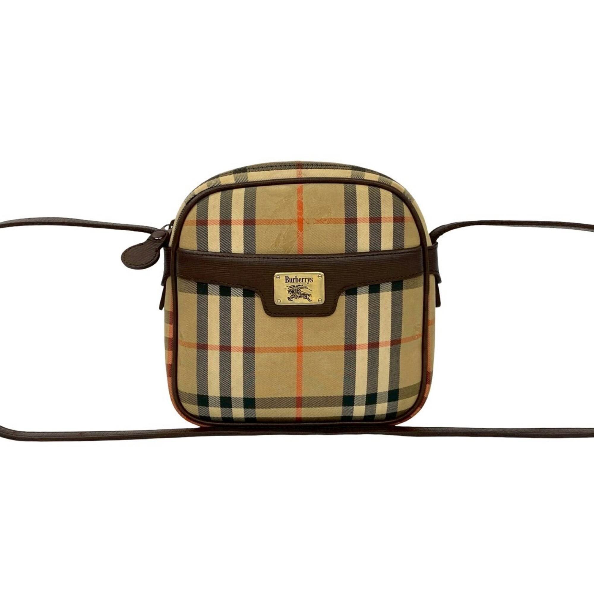 Burberry Beige Brown Canvas Leather Shoulder Bag (Pre-Owned)