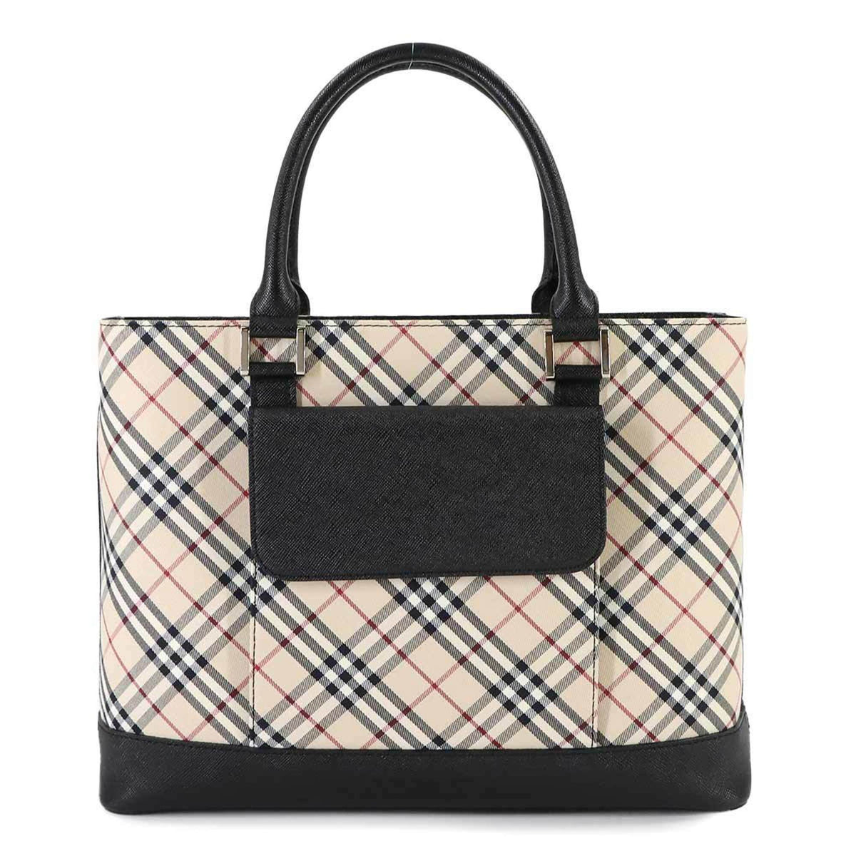 Burberry Beige Black Canvas Handbag (Pre-Owned)