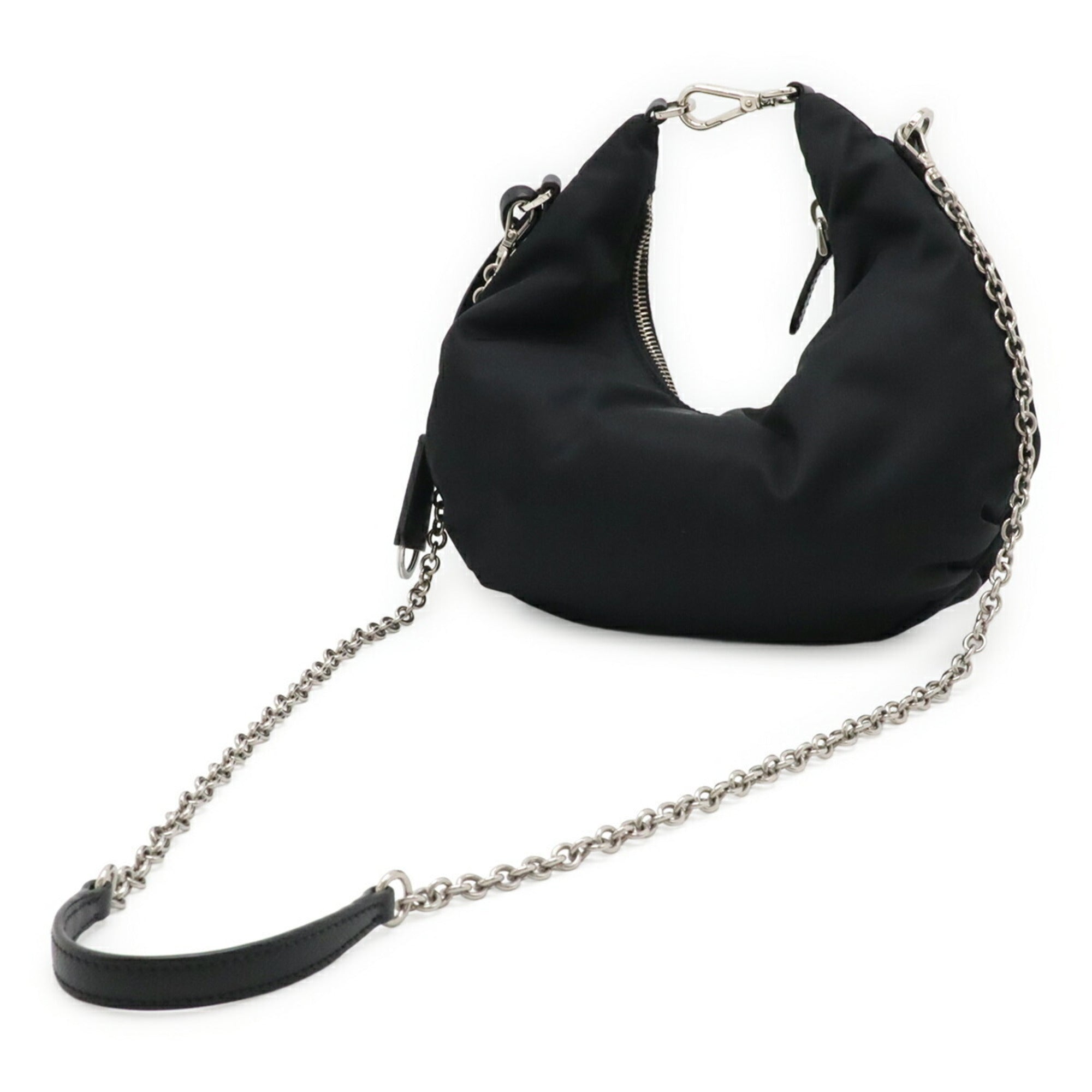 Prada Black Nero Nylon Leather Shoulder Bag (Pre-Owned)
