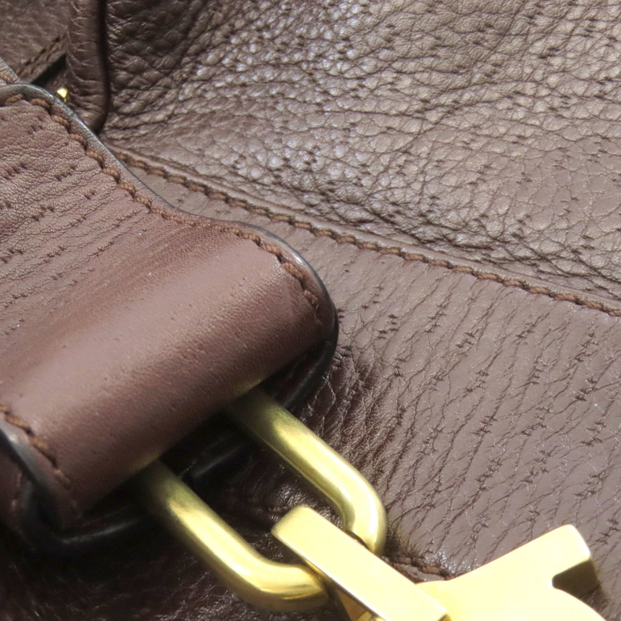 Salvatore Ferragamo Dark Brown Leather Handbag (Pre-Owned)