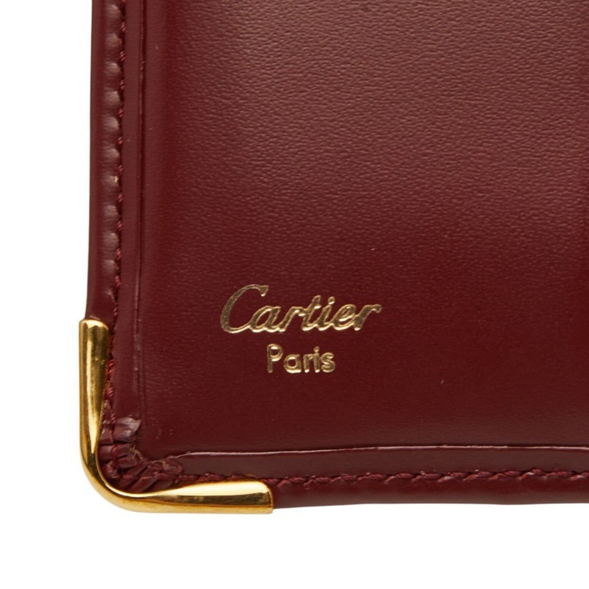 Cartier Must Bordeaux Wine Red Leather Wallet (Bi-Fold) (Pre-Owned)