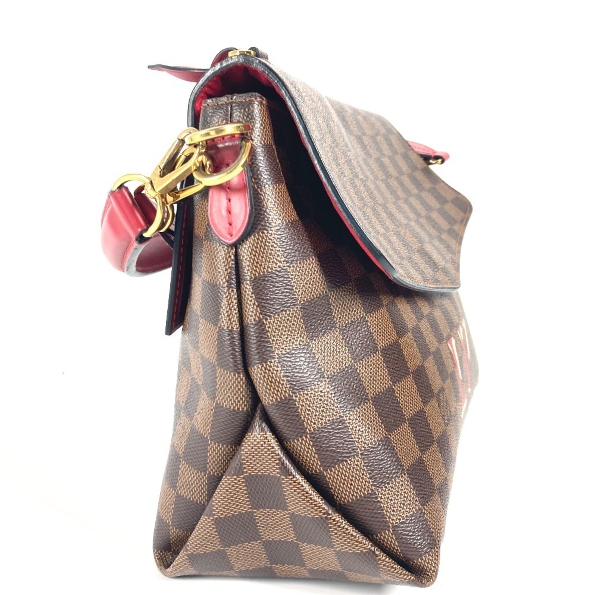 Louis Vuitton Brown Damier Canvas Ebene Galle Red Color Damier Canvas Handbag Shoulder Bag Tote Bag (Pre-Owned)