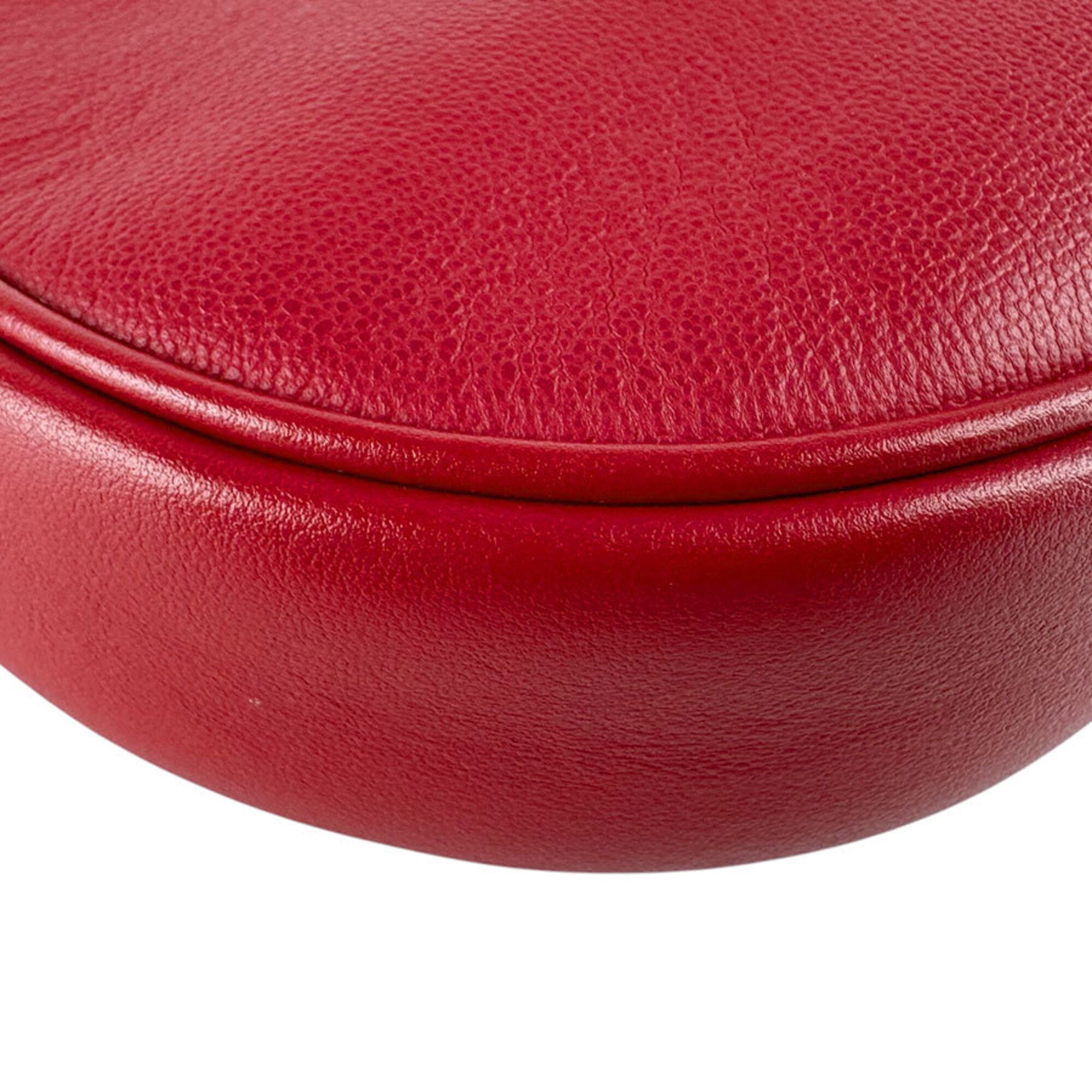 Bvlgari Red Color Leather Handbag Shoulder Bag (Pre-Owned)