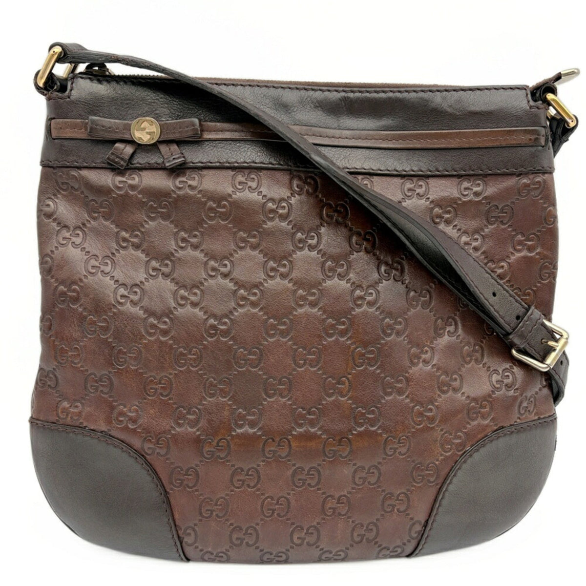Gucci Dark Brown Leather Shoulder Bag (Pre-Owned)