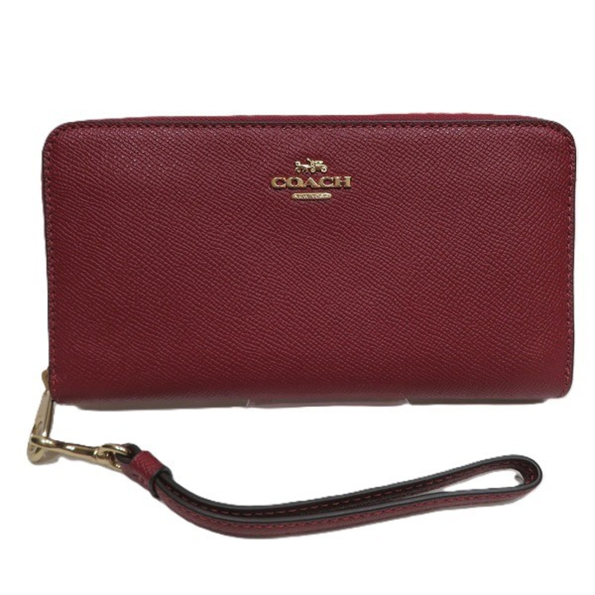 Coach Red Color Leather Long Wallet (Bi-Fold) (Pre-Owned)