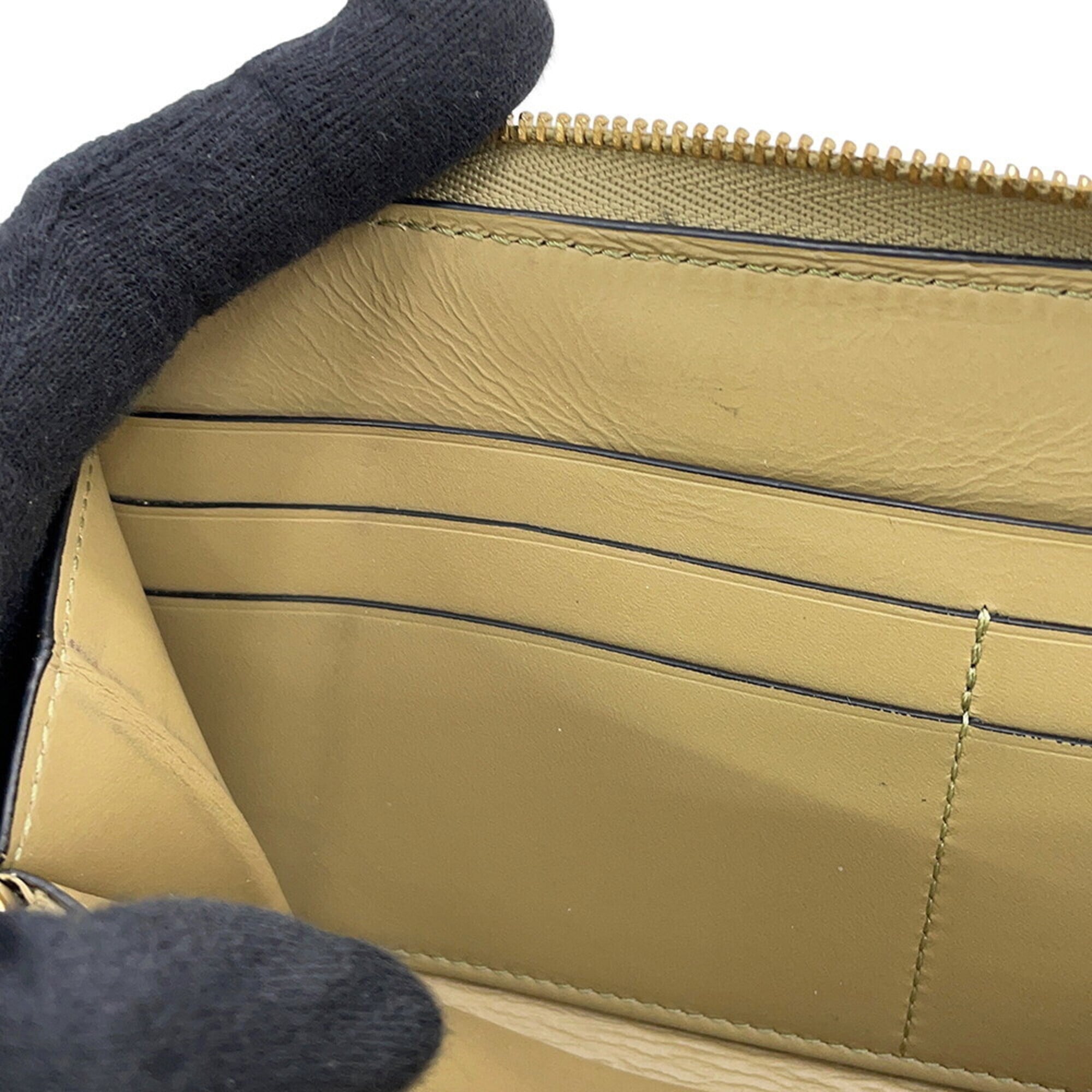 Loewe Beige Brown Leather Long Wallet (Bi-Fold) (Pre-Owned)