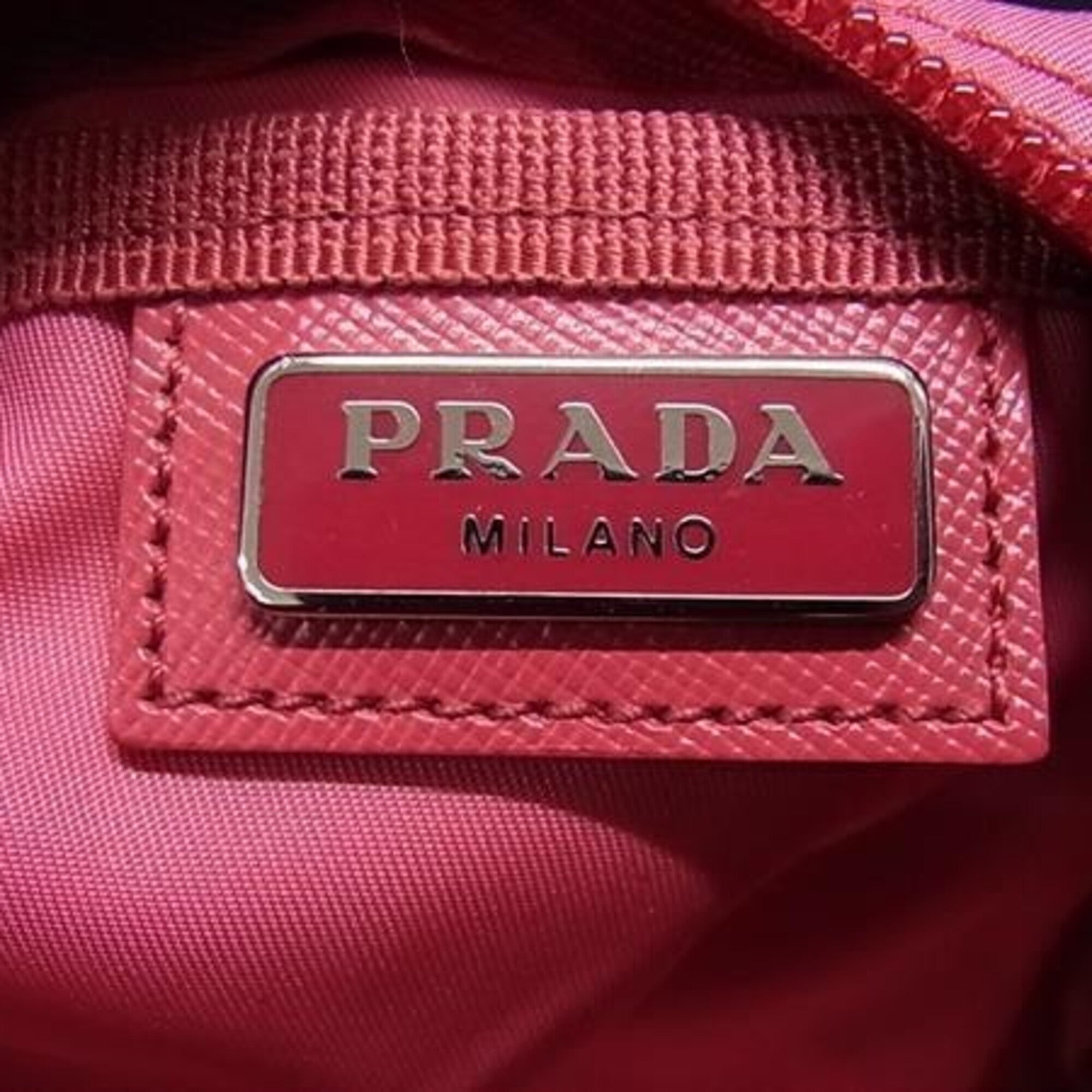 Prada Pink Tessuto Saffiano Triangle Pouch (Pre-Owned)