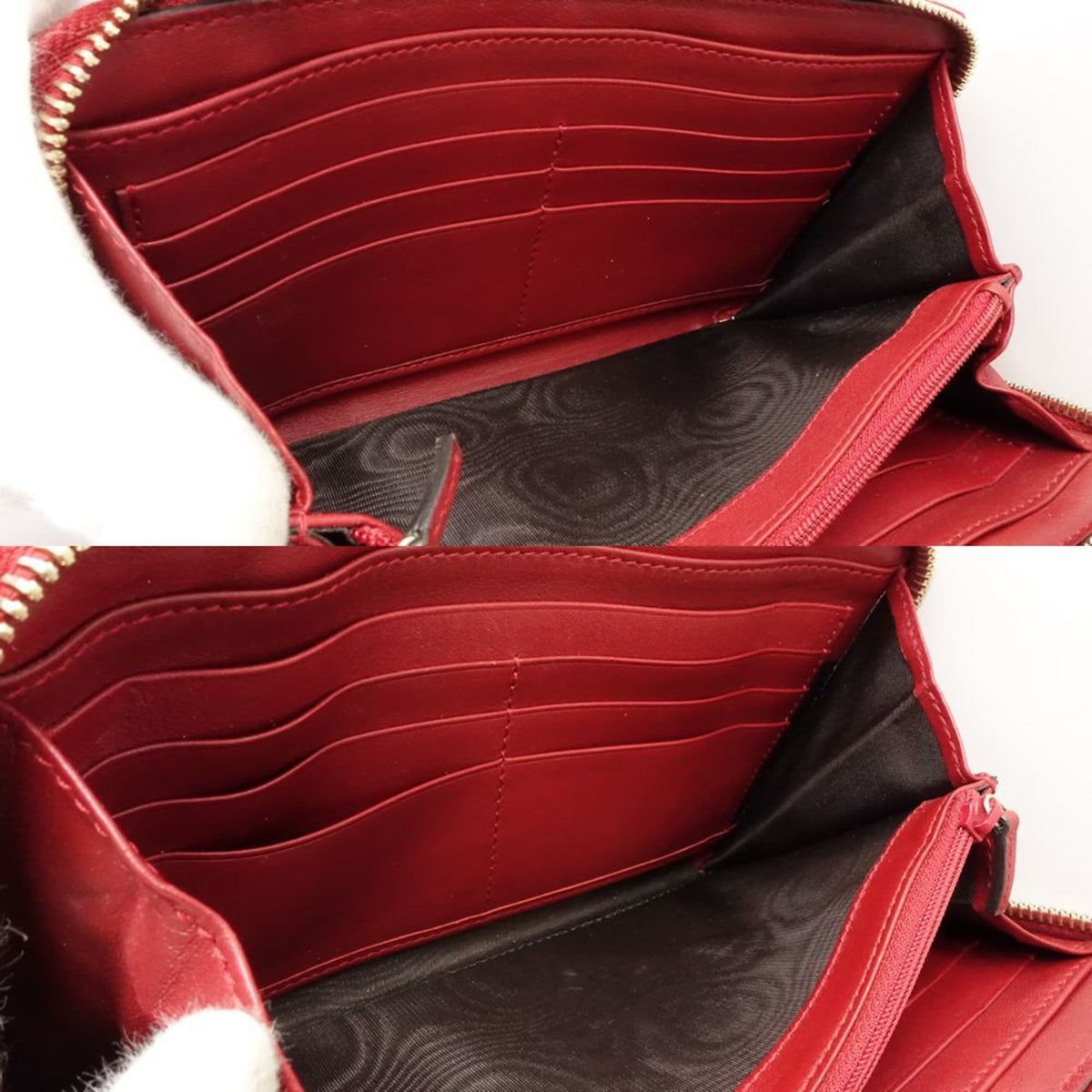 Gucci Red Color Leather Long Wallet (Bi-Fold) (Pre-Owned)