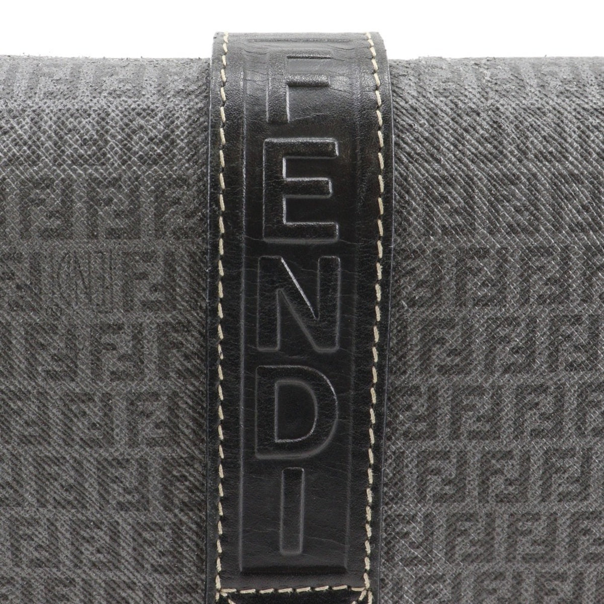 Fendi Zucchino Gray Zucchino Pochette Shoulder Bag (Pre-Owned)