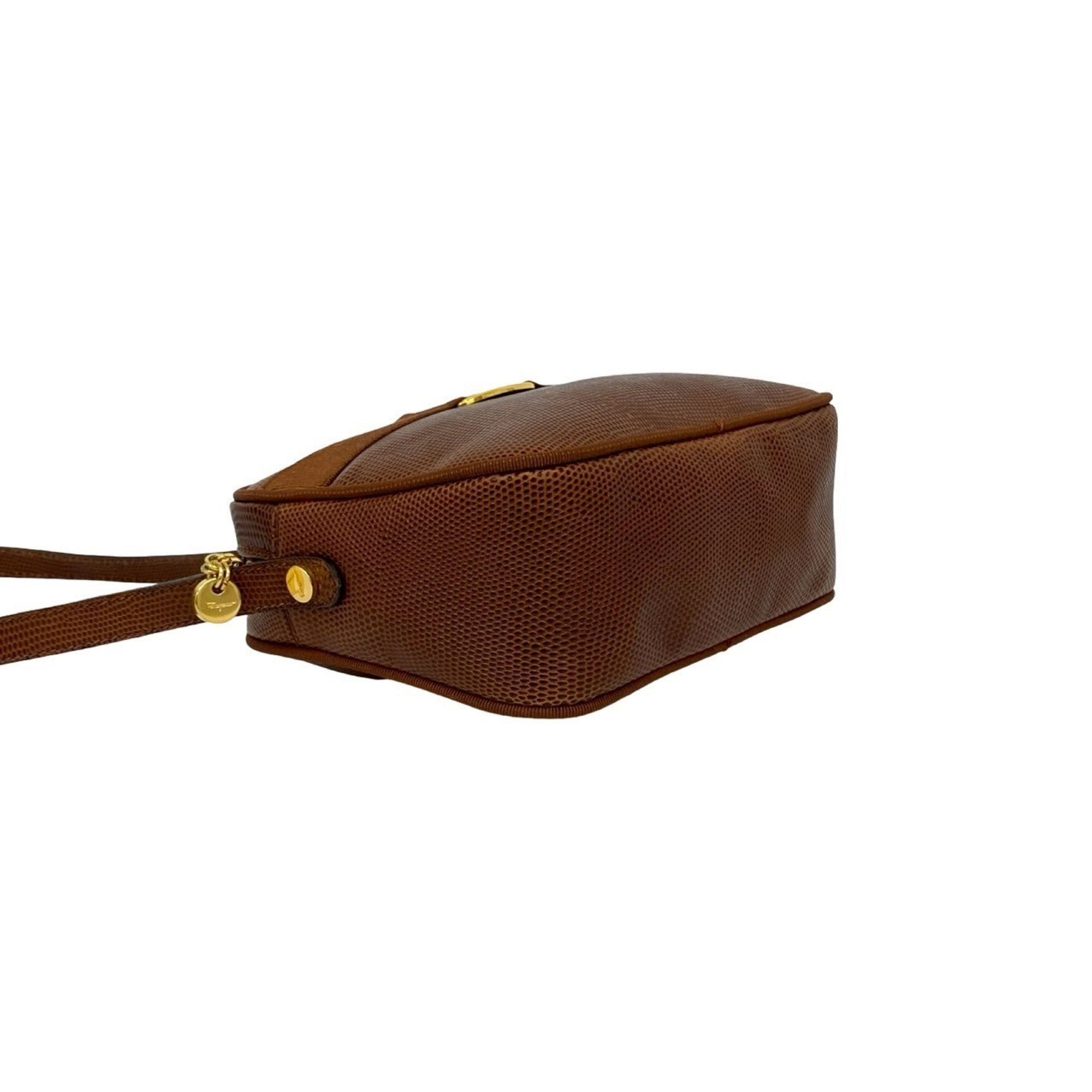 Salvatore Ferragamo Brown Leather Pochette Shoulder Bag (Pre-Owned)