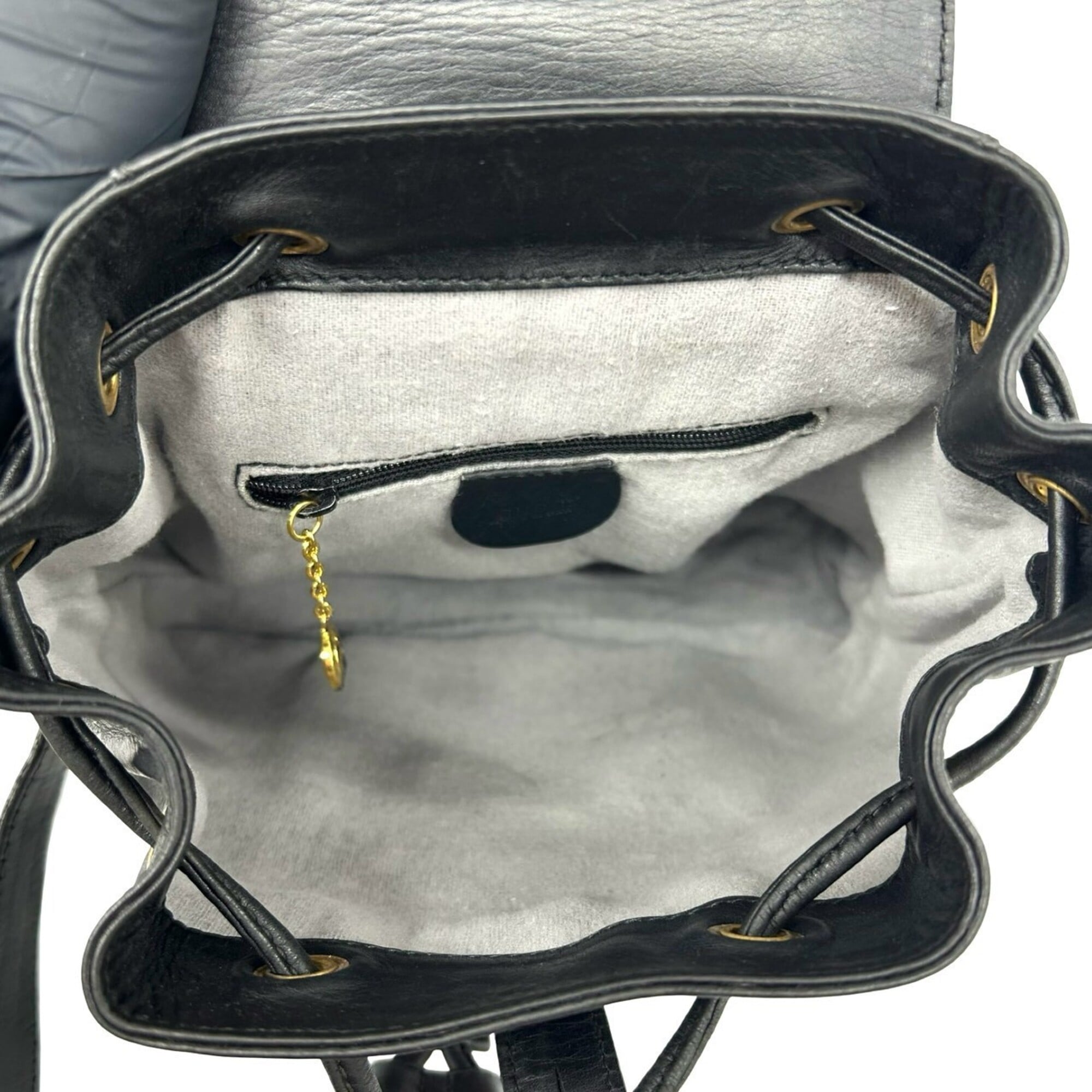 Gucci Black Green Red Color Leather Backpack (Pre-Owned)