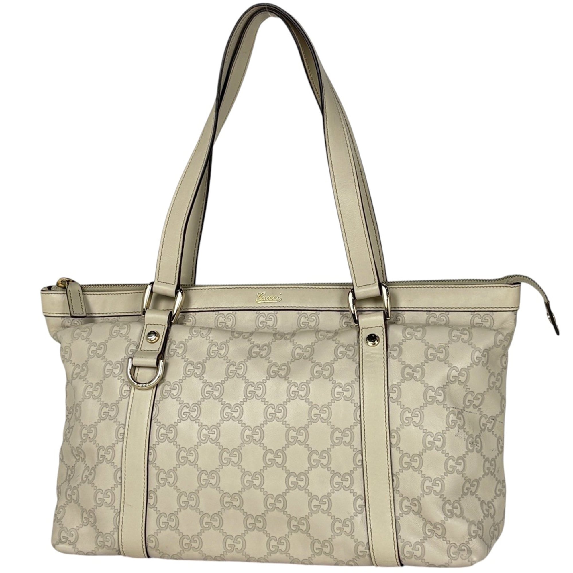 Gucci White Leather Tote Bag (Pre-Owned)