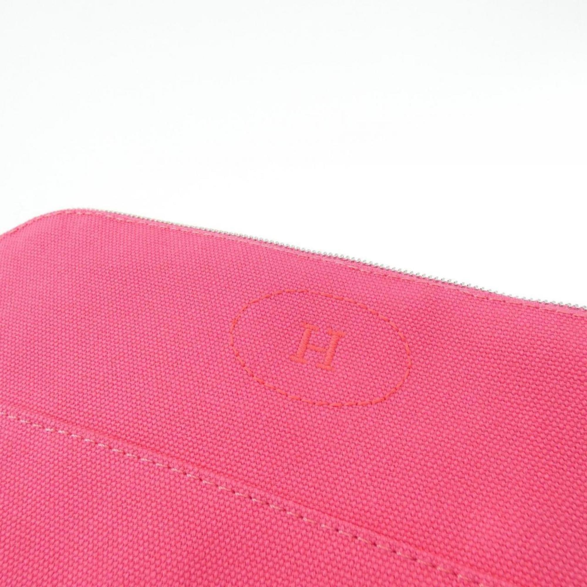 Hermes Bolide Silver Canvas Pouch (Pre-Owned)