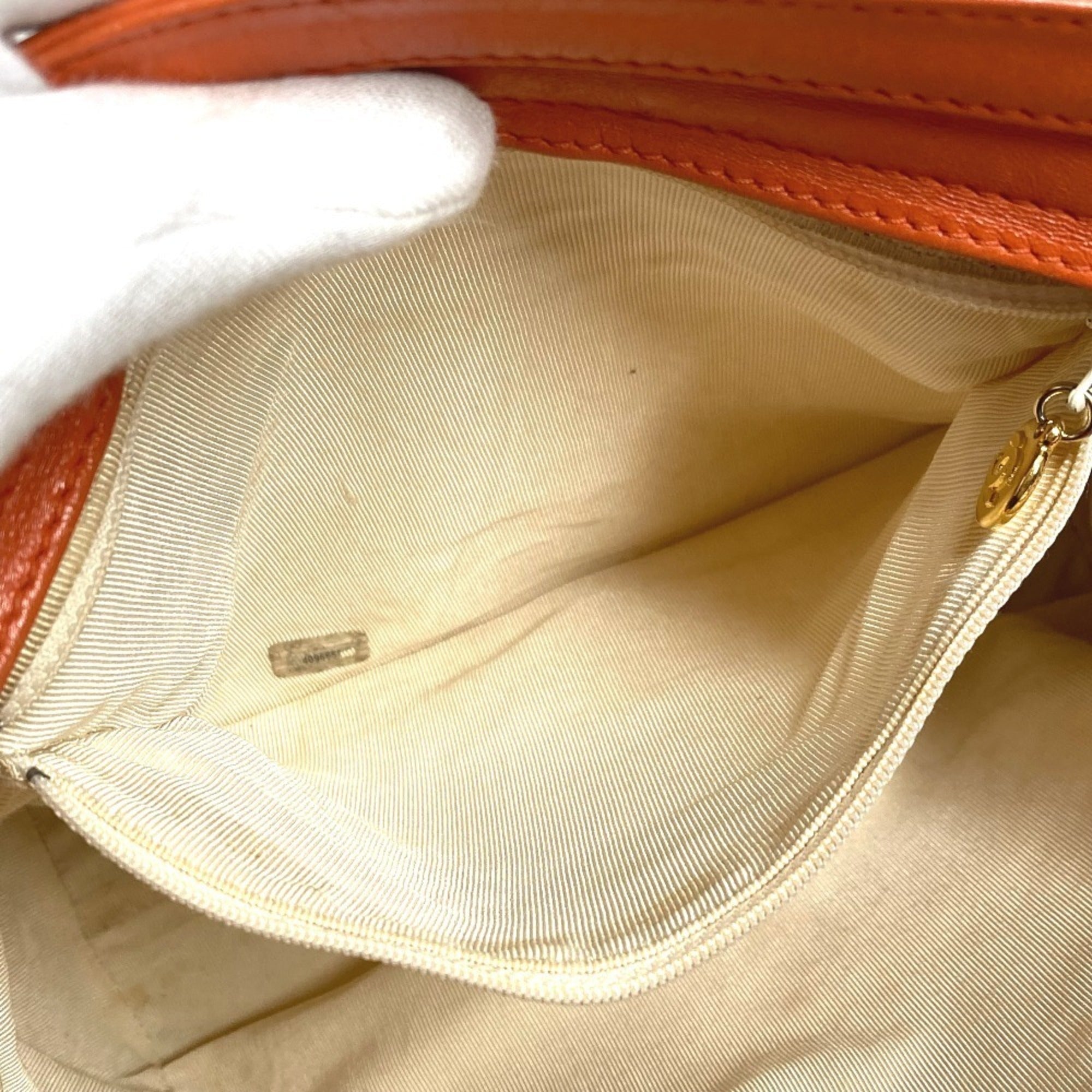 Chanel Orange Leather Shoulder Bag Tote Bag (Pre-Owned)