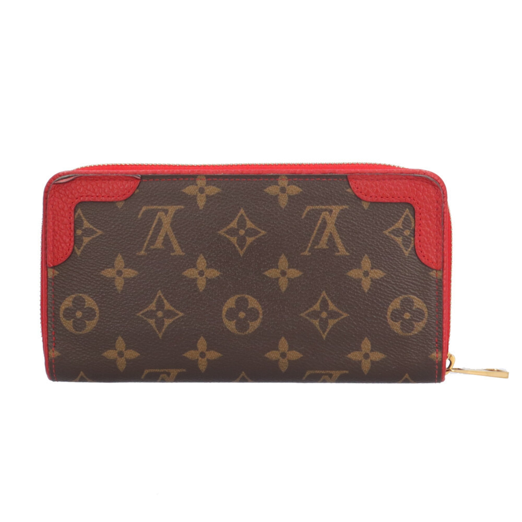 Louis Vuitton Brown Red Color Monogram Long Wallet (Bi-Fold) (Pre-Owned)