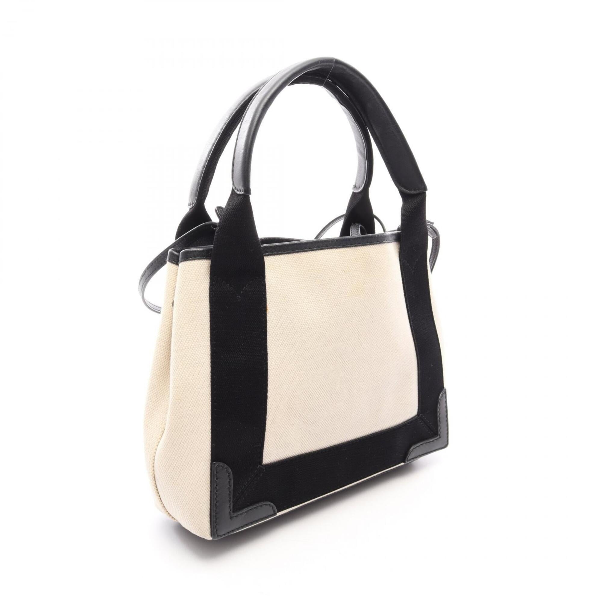 Balenciaga Black White Canvas Leather Handbag Pouch (Pre-Owned)