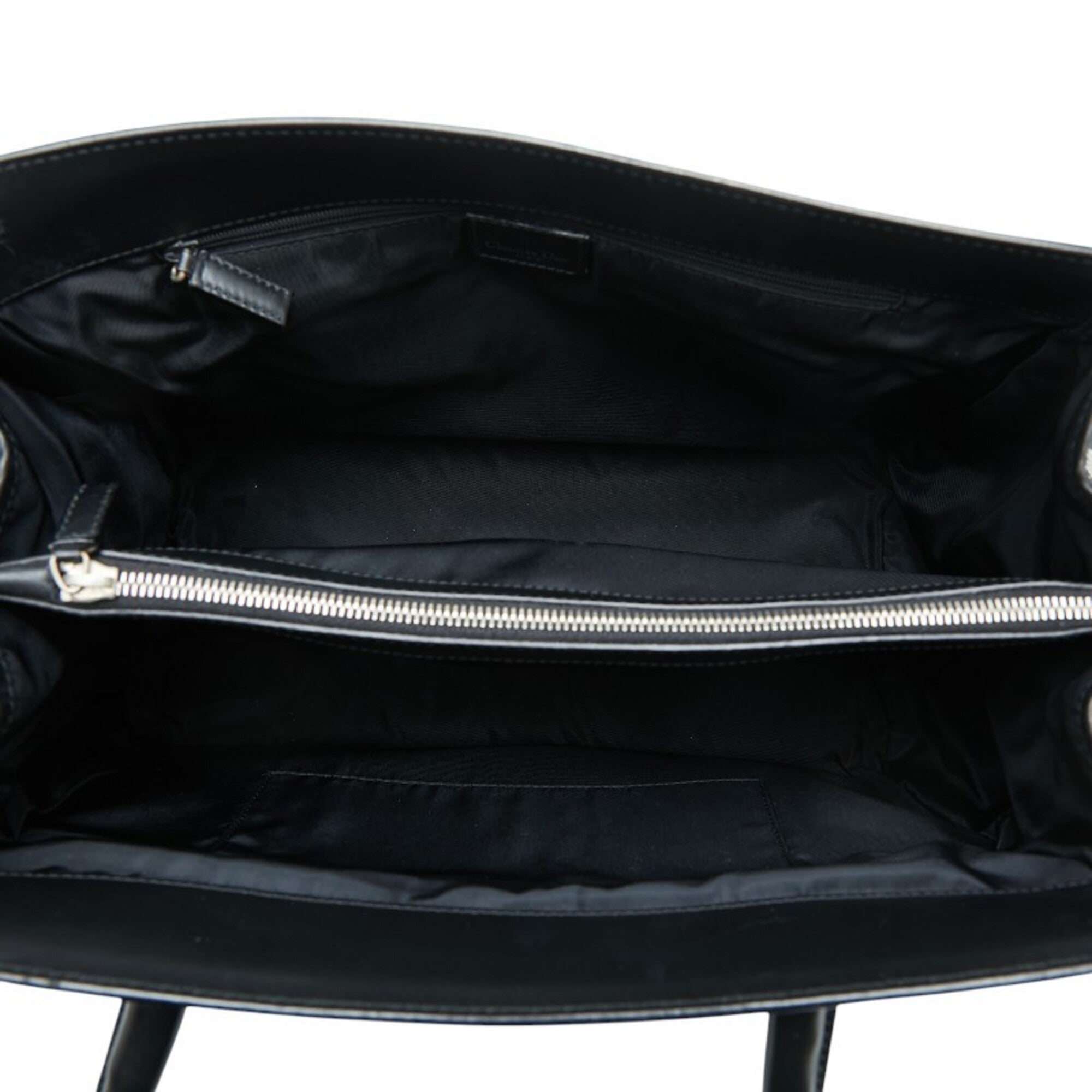 Christian Dior Black Gray Canvas Leather Handbag Tote Bag (Pre-Owned)