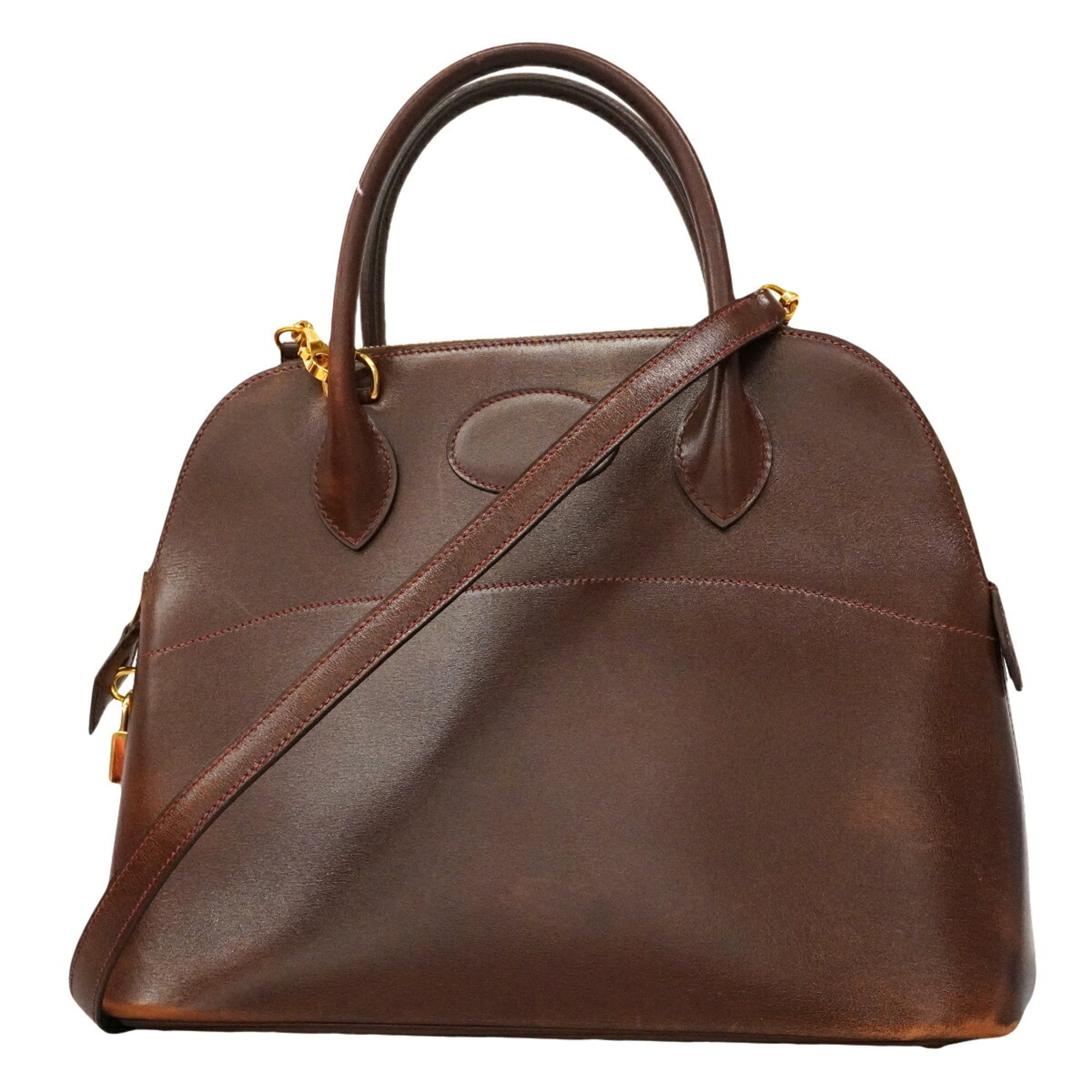 Hermes Brown Box Calf Leather Handbag (Pre-Owned)