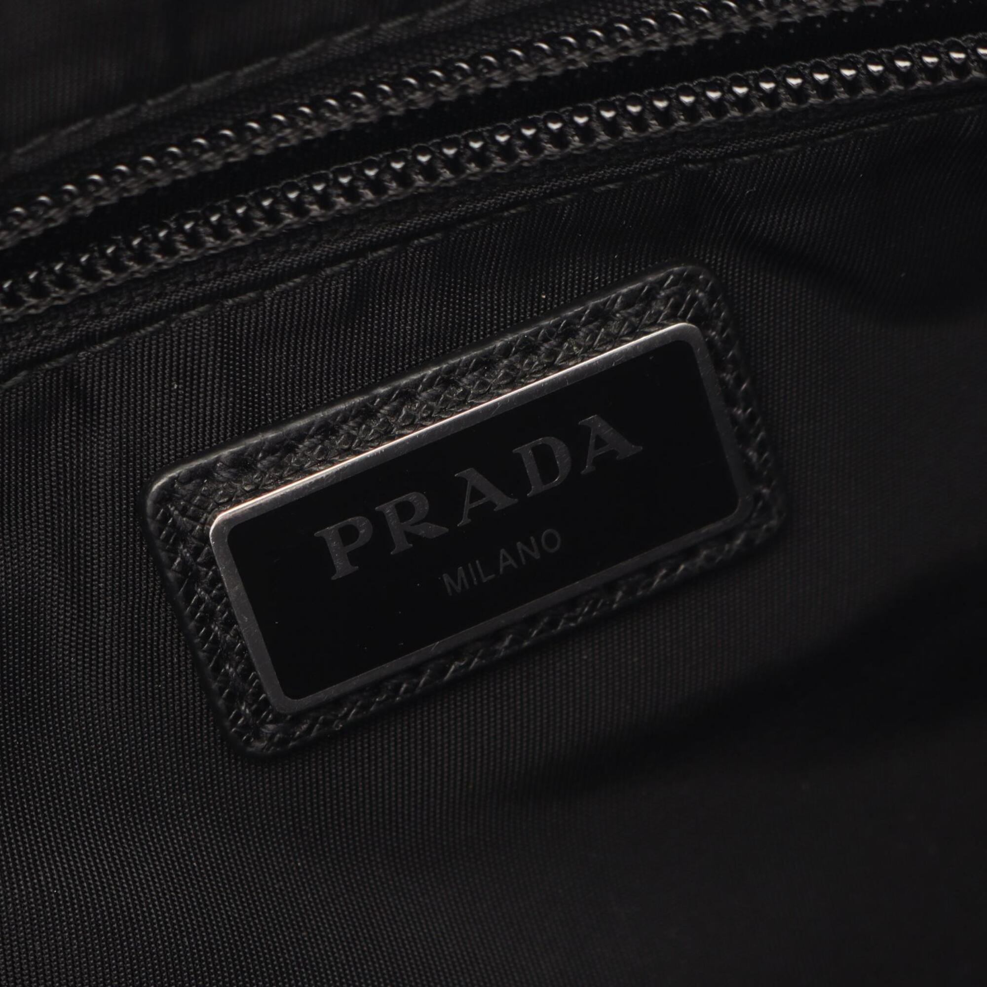 Prada Black Nylon Leather Backpack Handbag (Pre-Owned)