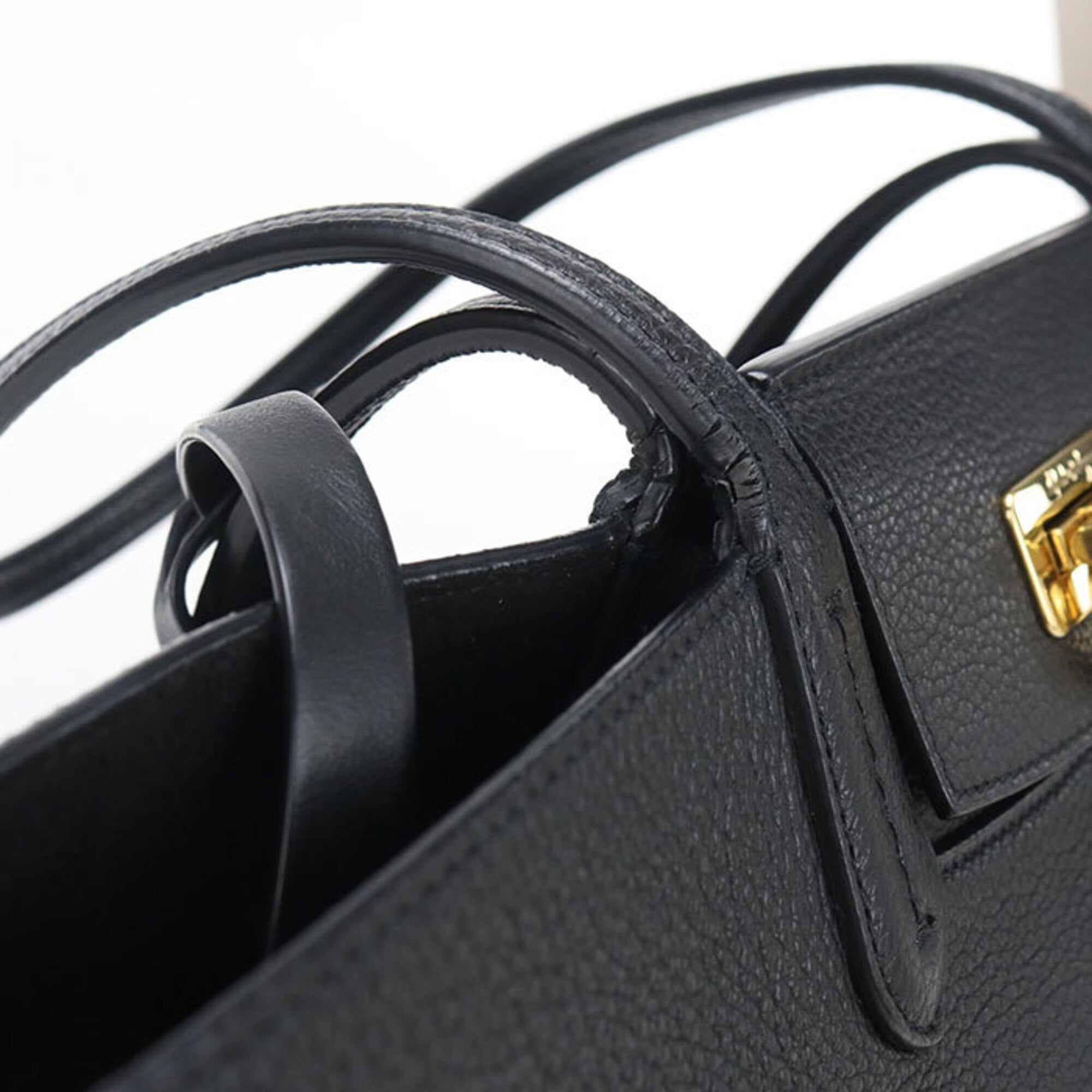 Salvatore Ferragamo Black Leather Pouch Tote Bag (Pre-Owned)