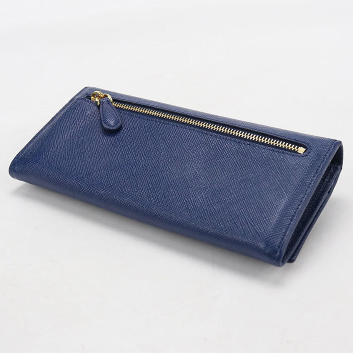 Prada Blue Leather Long Wallet (Bi-Fold) (Pre-Owned)