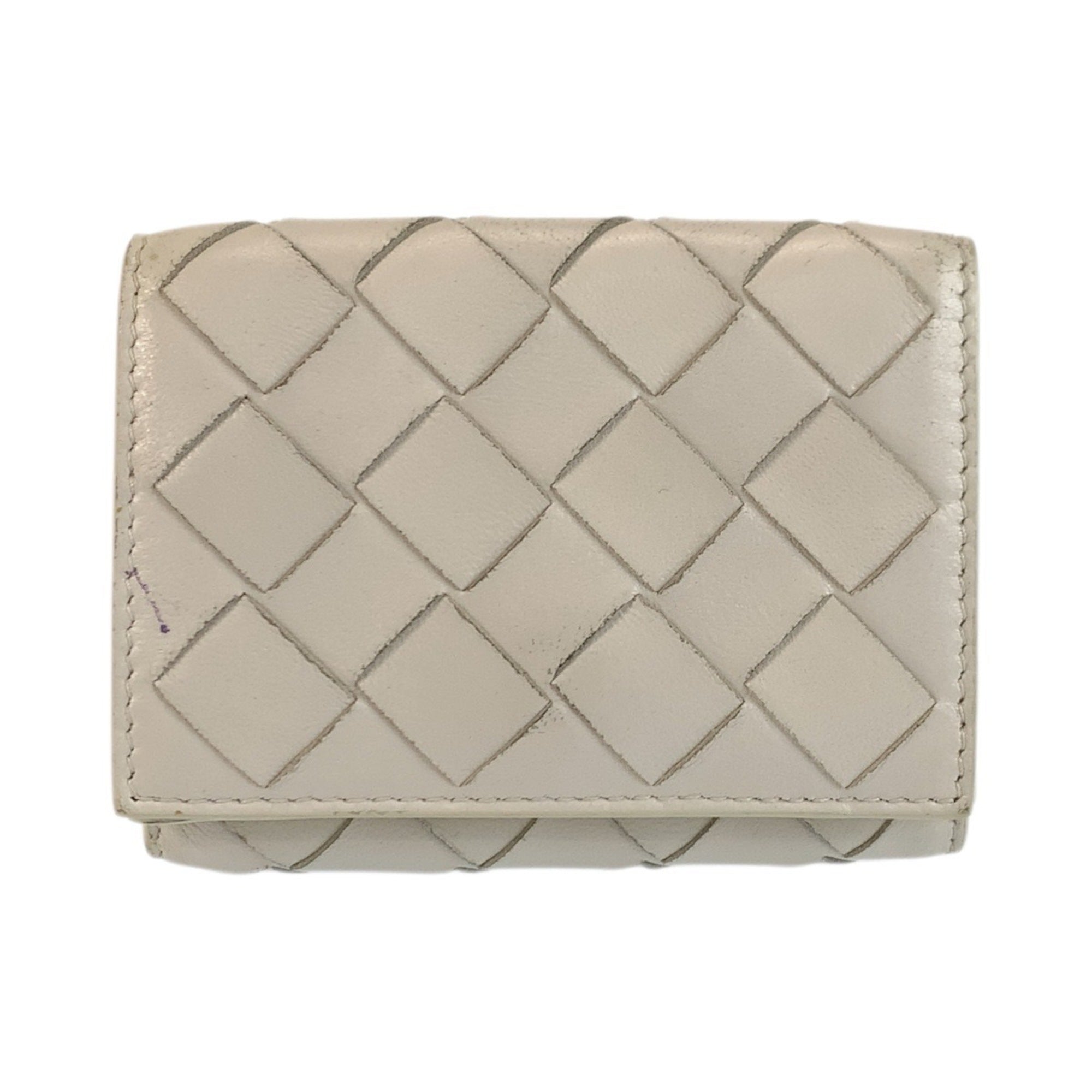 Bottega Veneta White Intrecciato Wallet (Tri-Fold) (Pre-Owned)