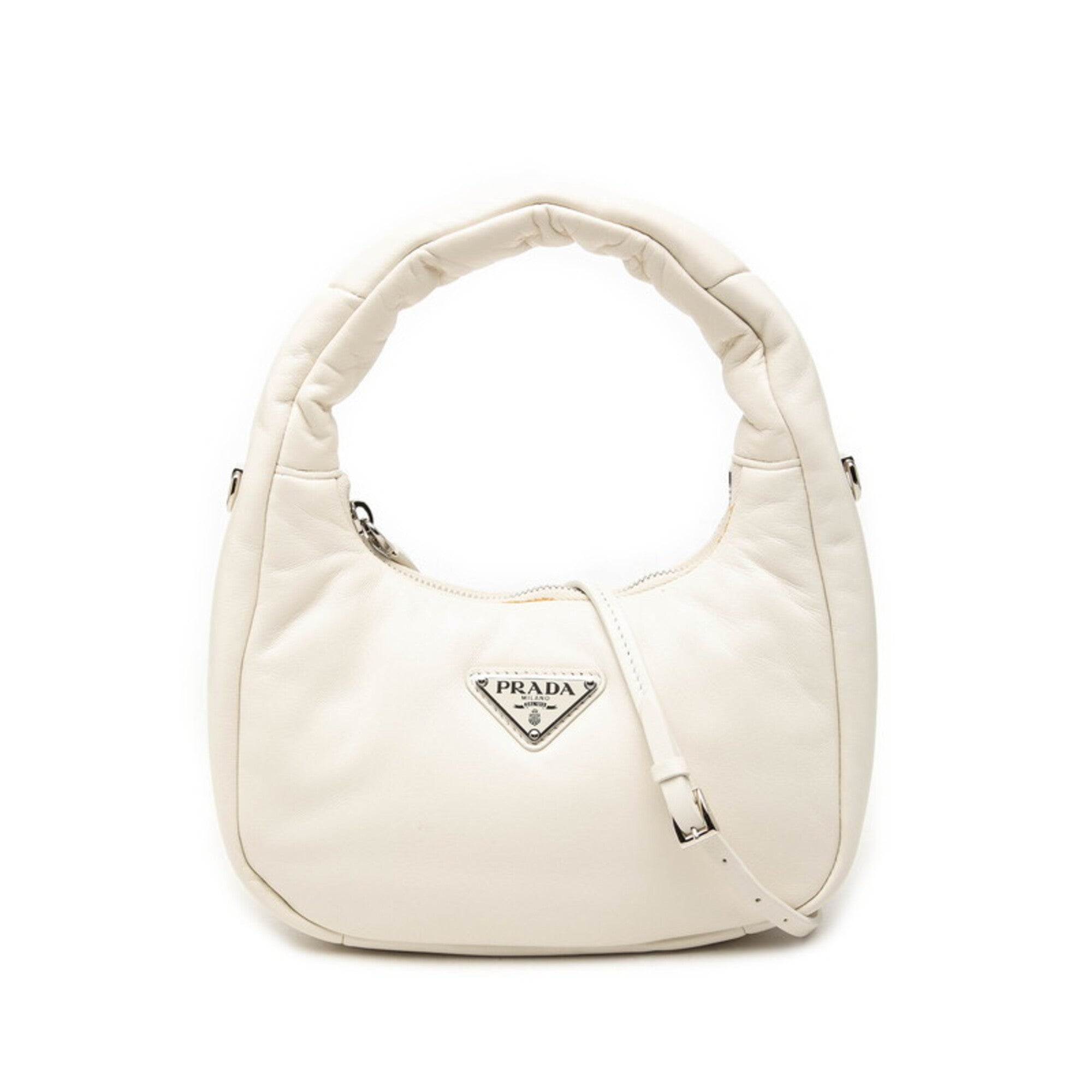 Prada White Leather Handbag Shoulder Bag (Pre-Owned)