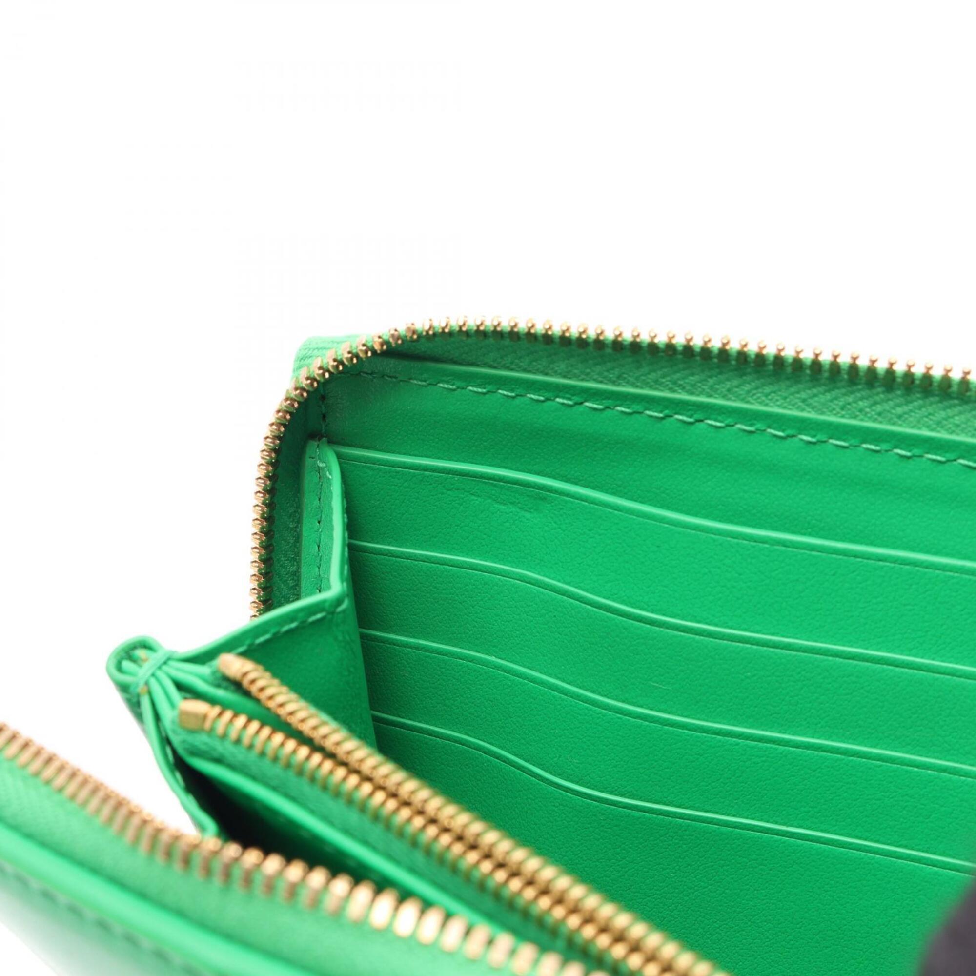 Bottega Veneta Green Leather Long Wallet (Bi-Fold) (Pre-Owned)