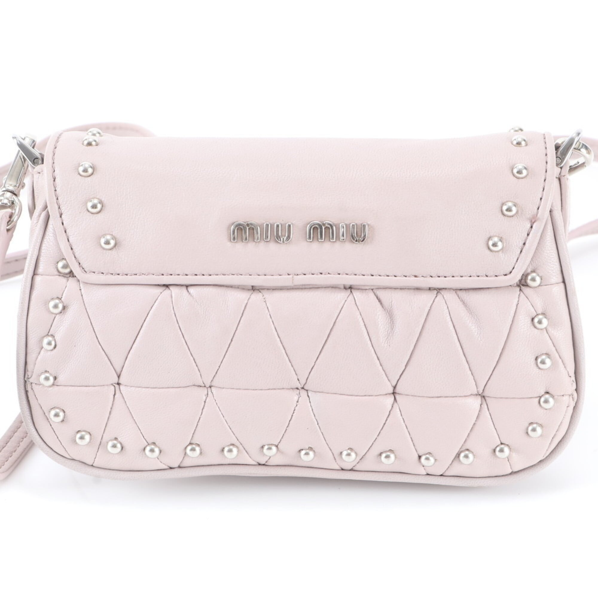 Miu Miu Pink Beige Leather Handbag Shoulder Bag (Pre-Owned)