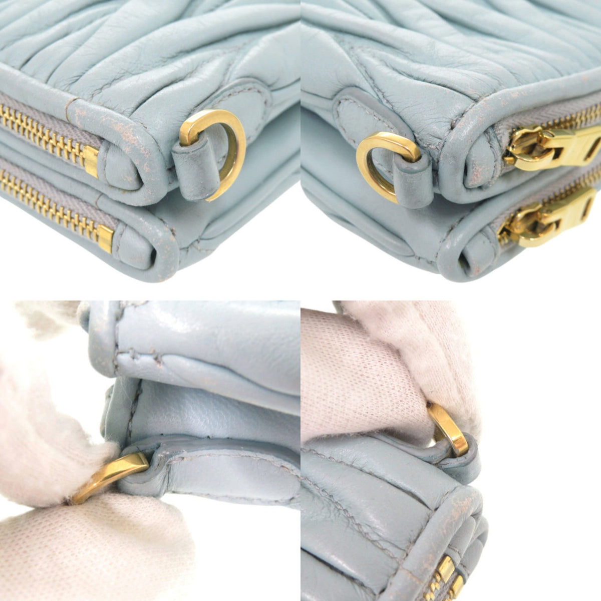 Miu Miu Matelasse Light Blue Leather Shoulder Bag (Pre-Owned)