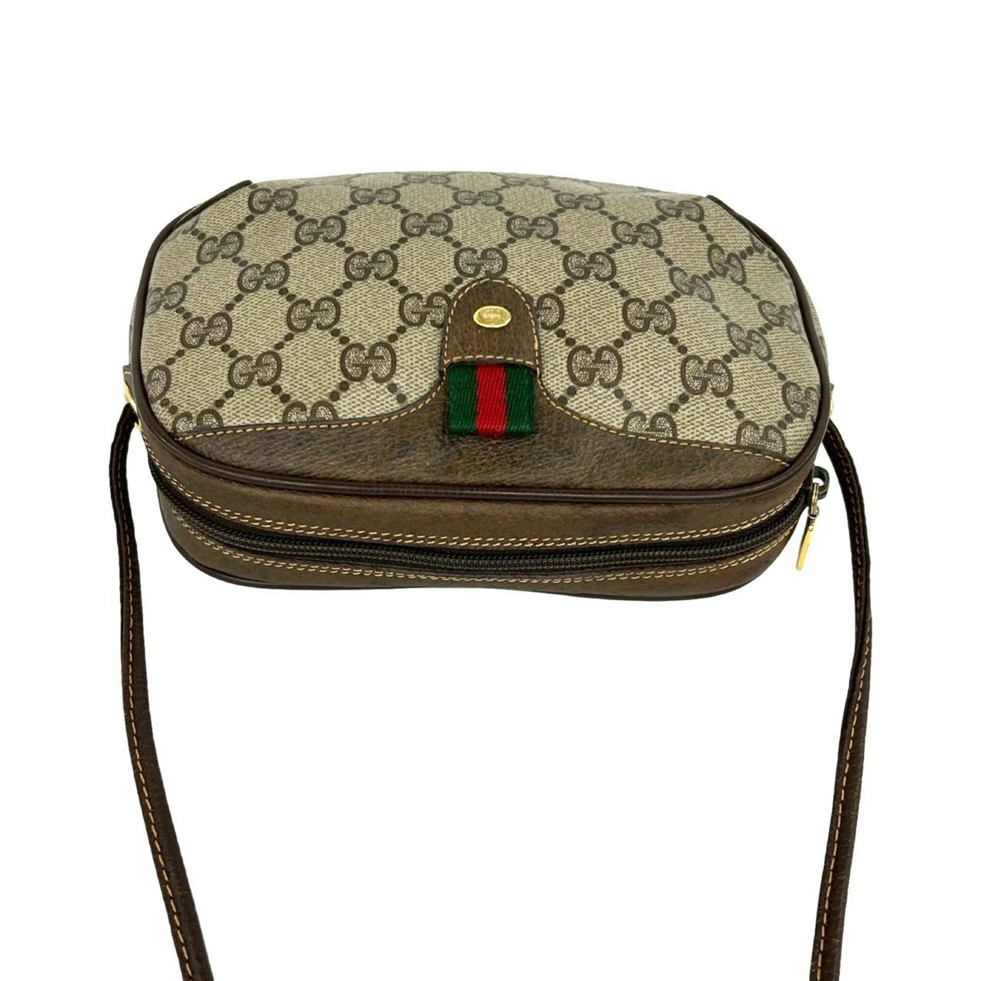 Gucci Brown Green Red Color Pvc Leather Pochette Shoulder Bag (Pre-Owned)