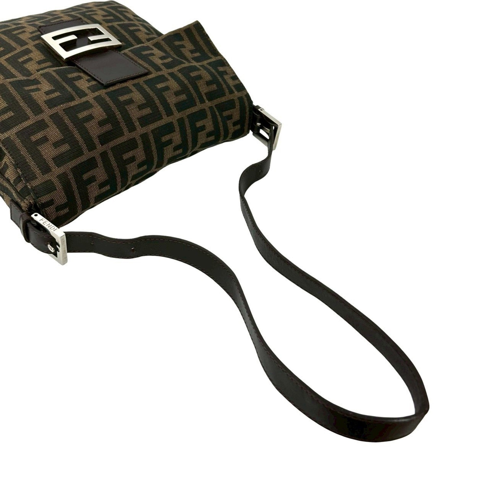 Fendi Brown Canvas Leather Handbag Shoulder Bag (Pre-Owned)