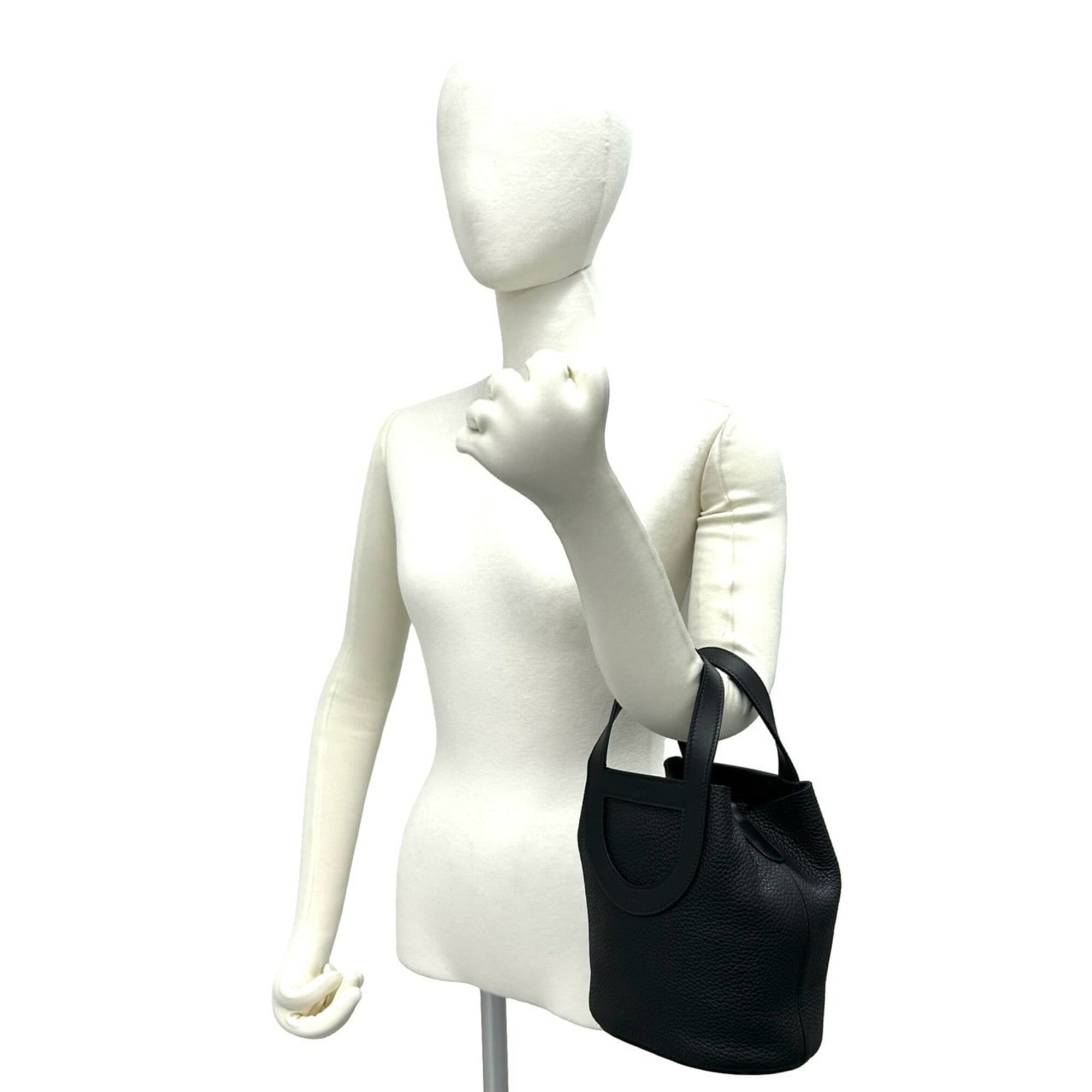 Hermes Black Taurillon Clemence Leather Swift Leather Handbag (Pre-Owned)