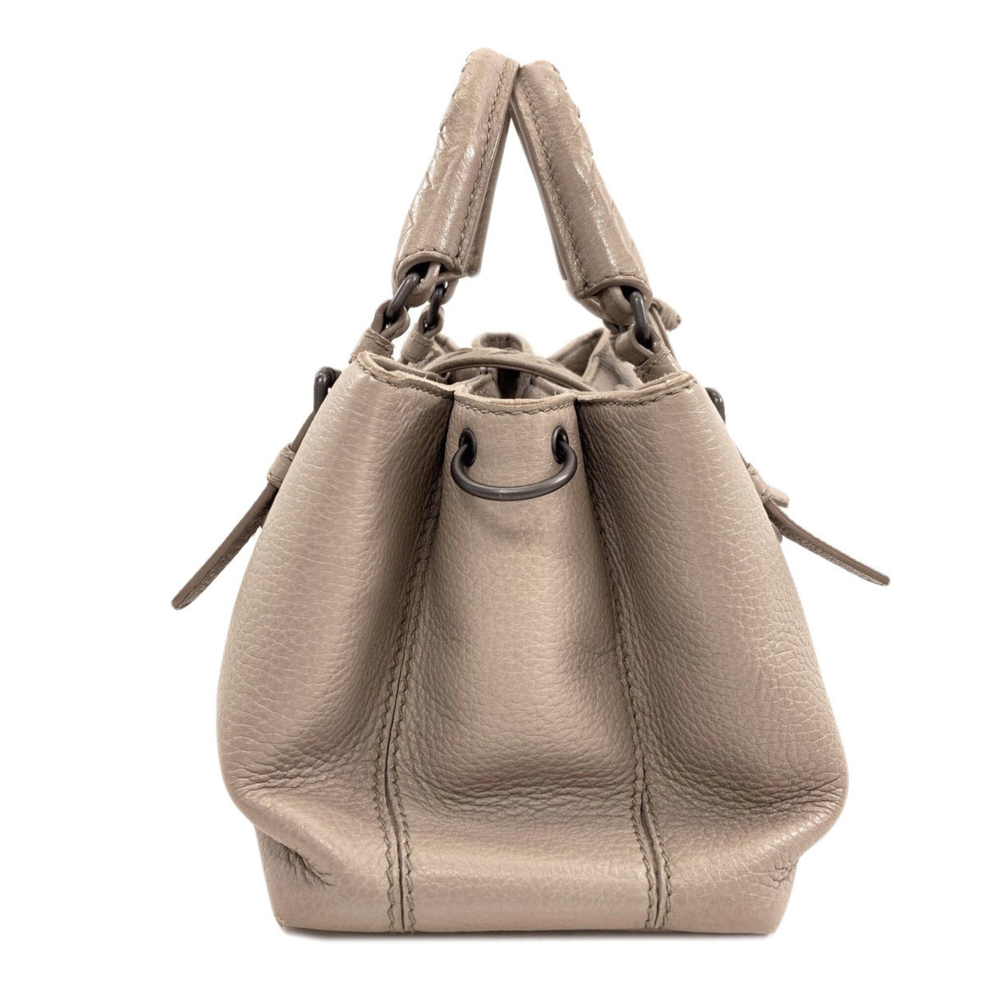 Bottega Veneta Gray Leather Handbag (Pre-Owned)