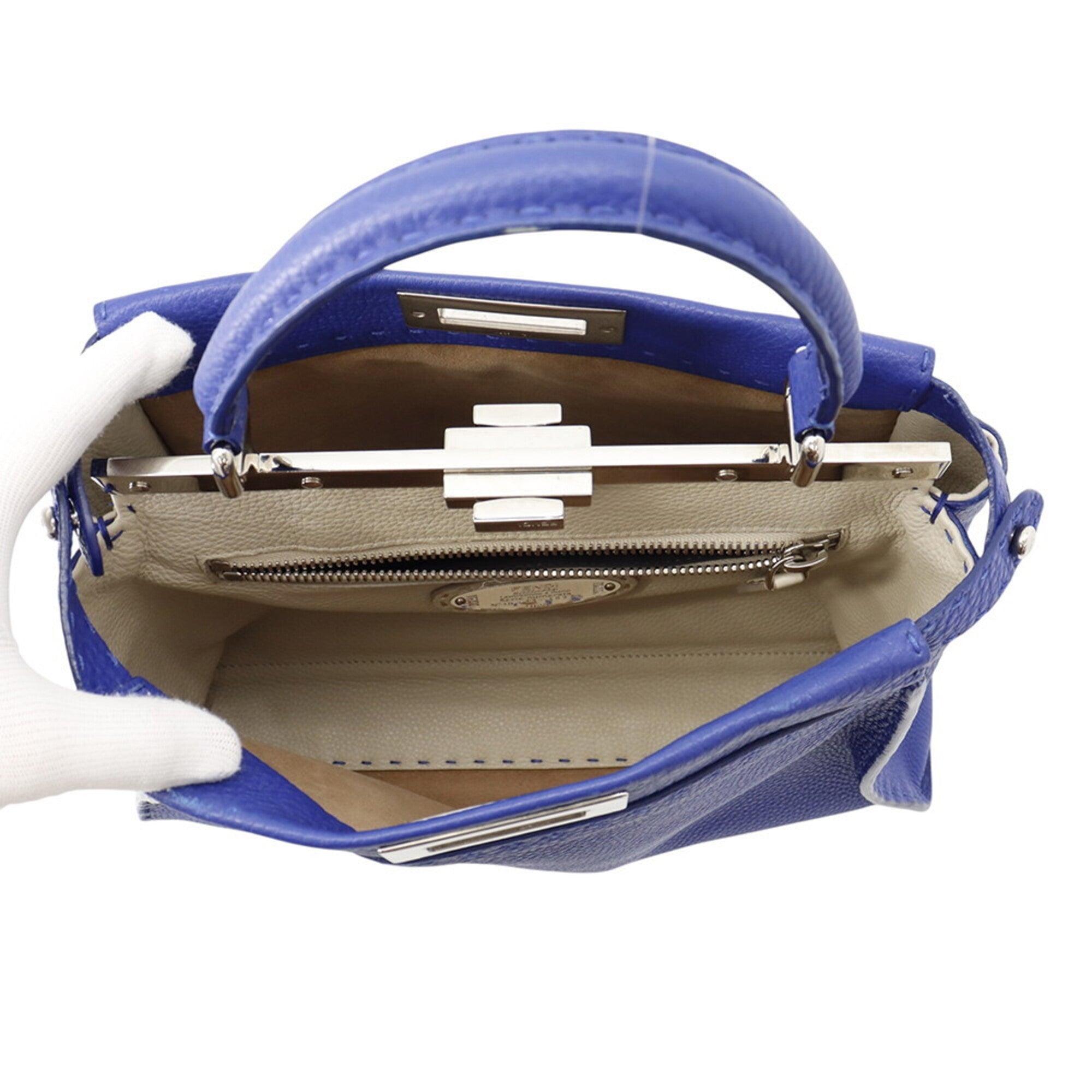 Fendi Blue Leather Handbag Shoulder Bag (Pre-Owned)