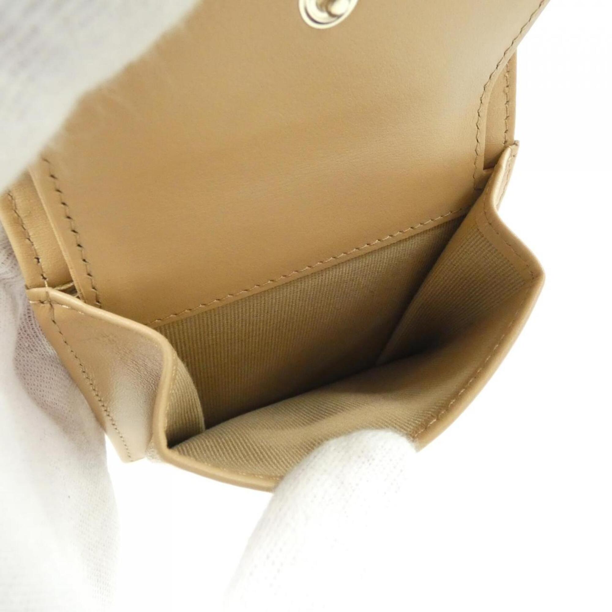 Chanel Beige Grained Calfskin Wallet (Bi-Fold) (Pre-Owned)
