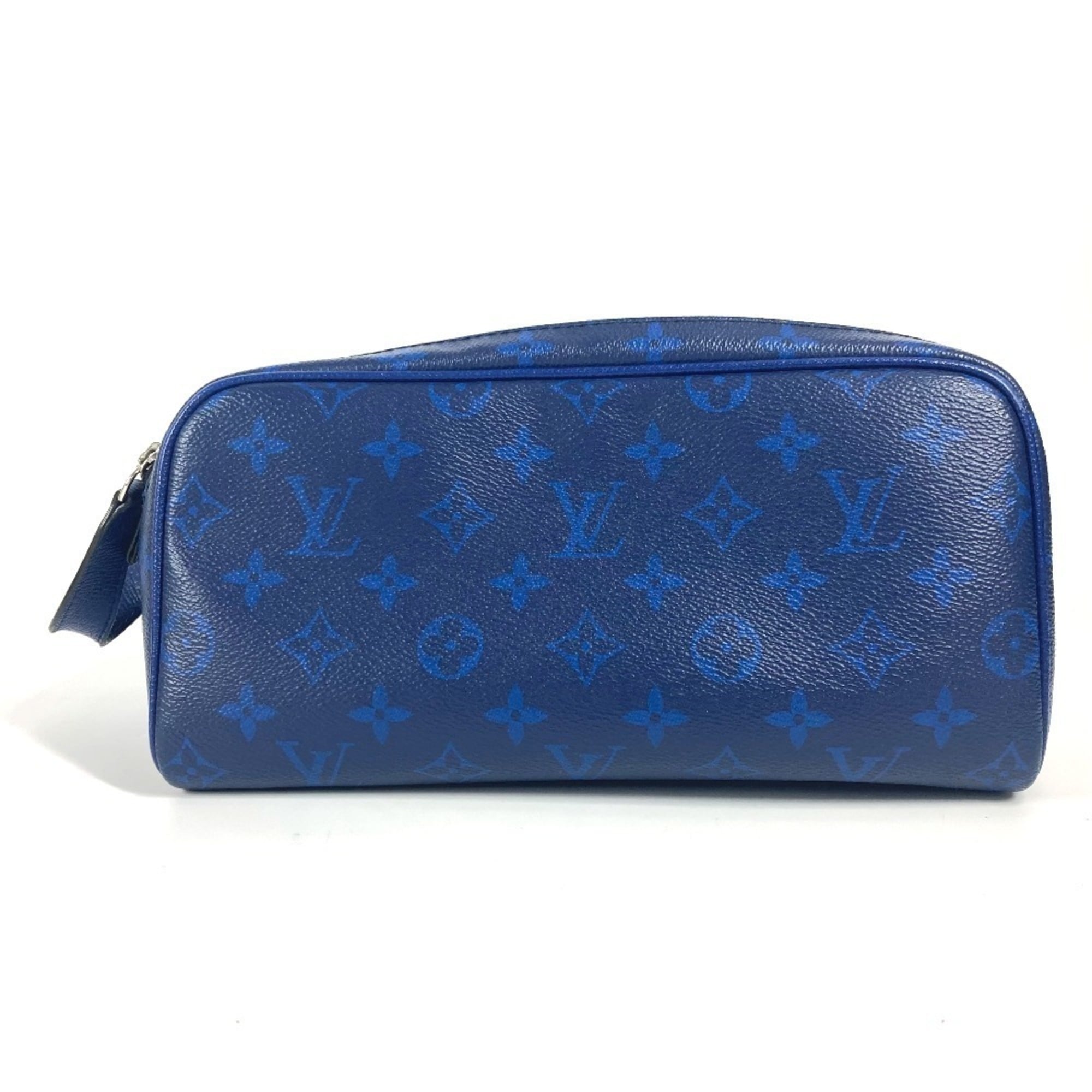 Louis Vuitton Taiga Blue Taiga Leather Monogram Clutch Bag Handbag (Pre-Owned)
