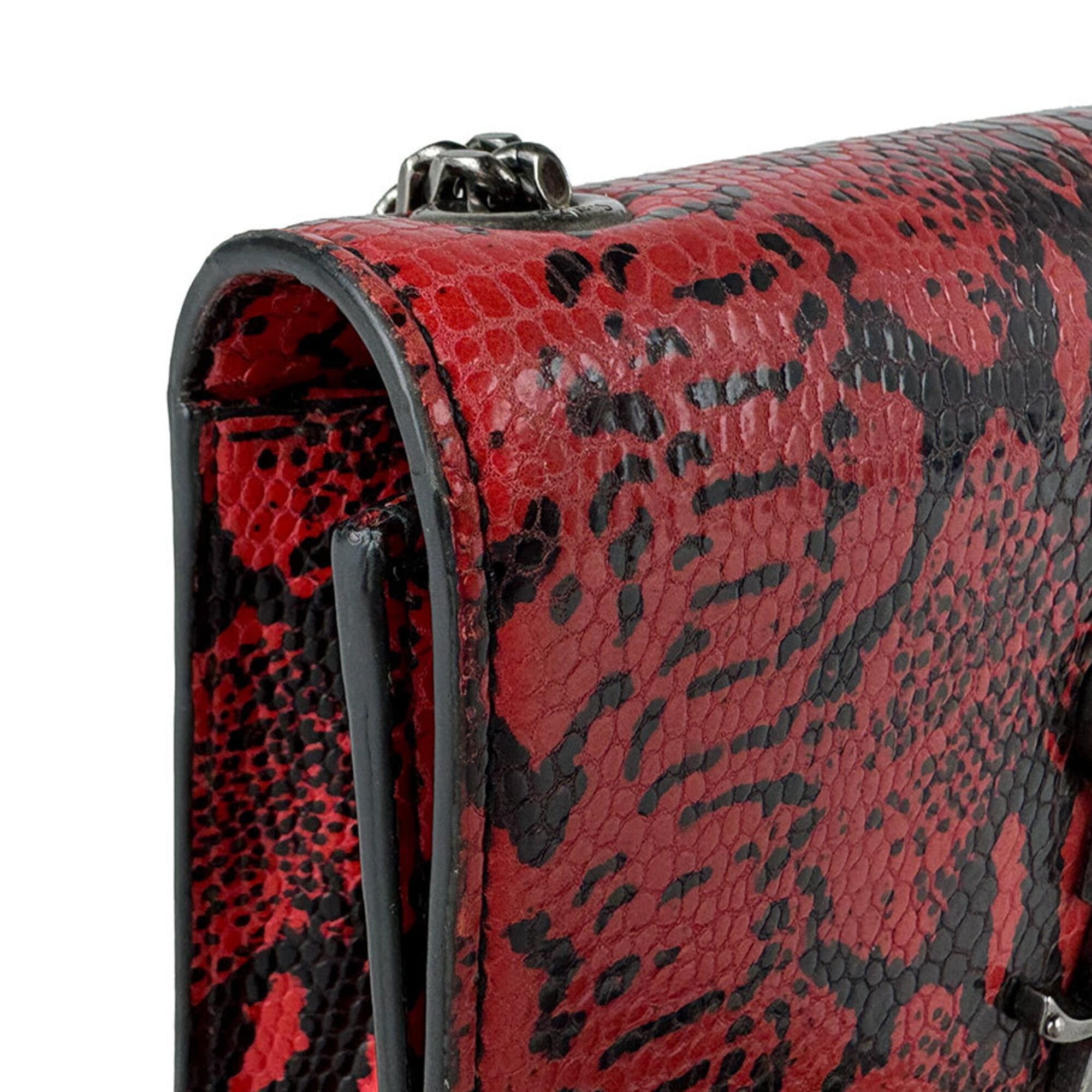 Saint Laurent Black Red Color Leather Shoulder Bag (Pre-Owned)