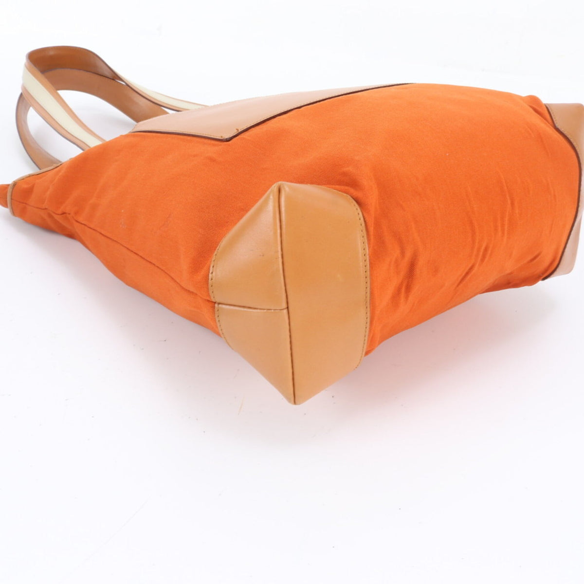 Gucci Brown Orange Leather Canvas Shoulder Bag Tote Bag (Pre-Owned)