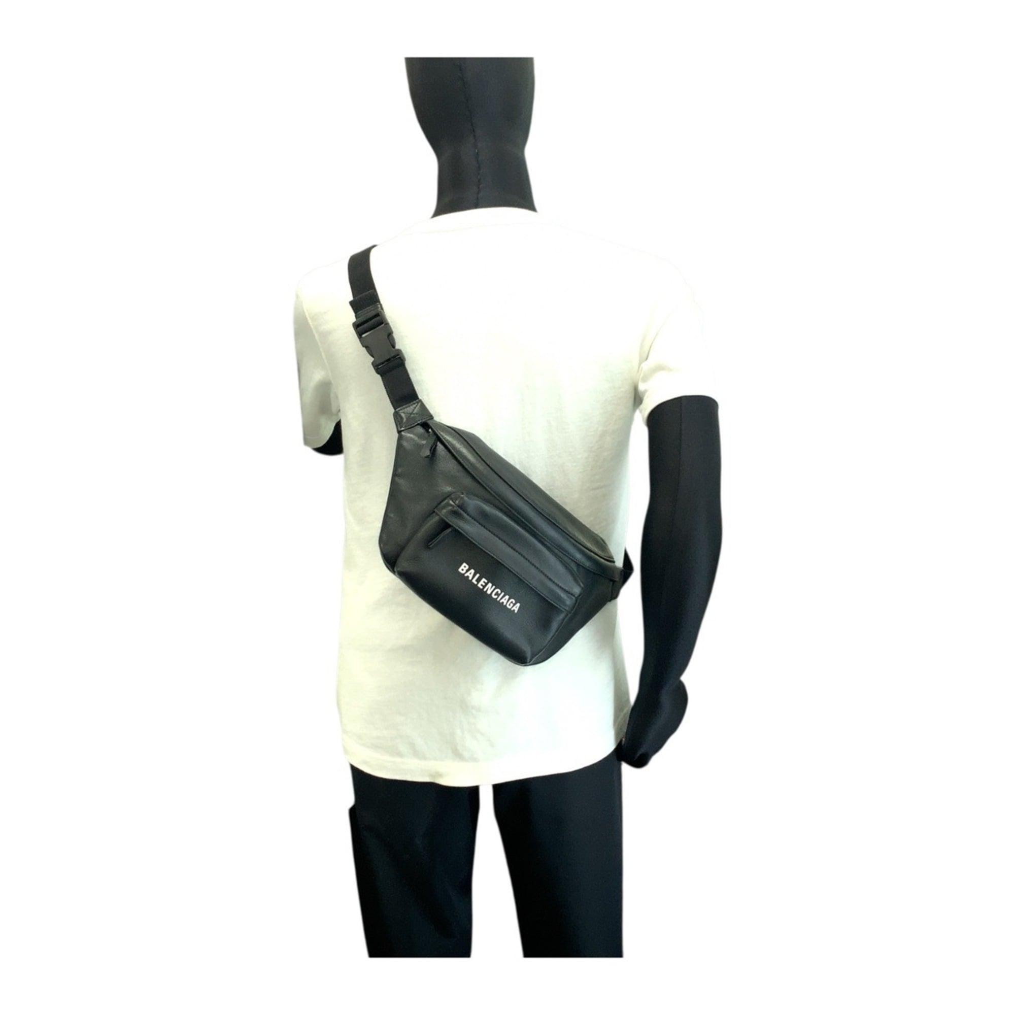 Balenciaga Black Leather Fanny Pack Sling Bag (Pre-Owned)