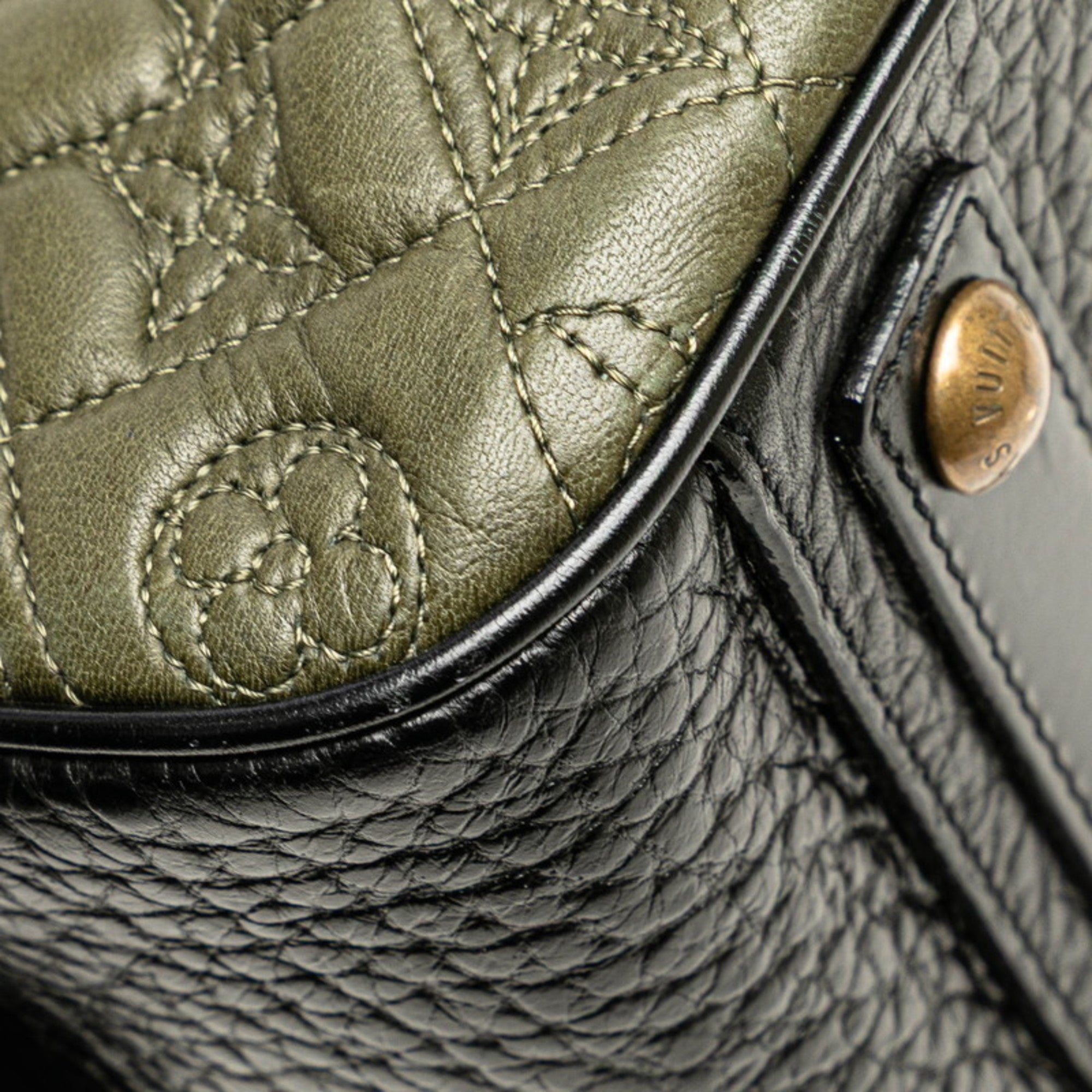 Louis Vuitton Black Khaki Noir Leather Handbag Shoulder Bag (Pre-Owned)