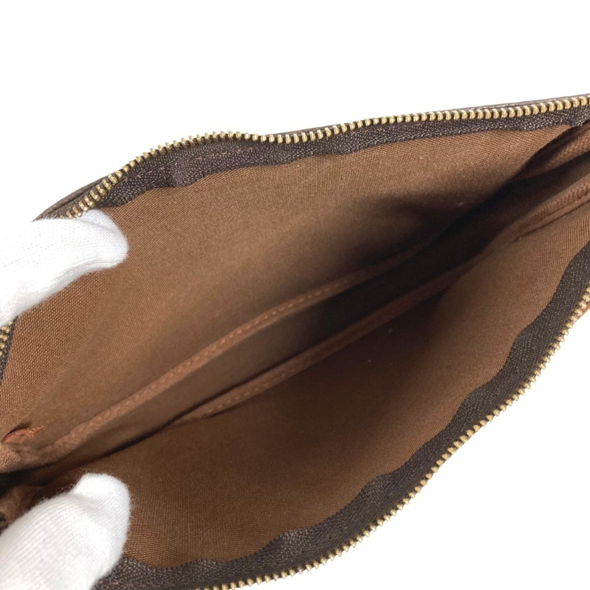 Louis Vuitton Brown Khaki Monogram Canvas Handbag Pochette Pouch Shoulder Bag (Pre-Owned)