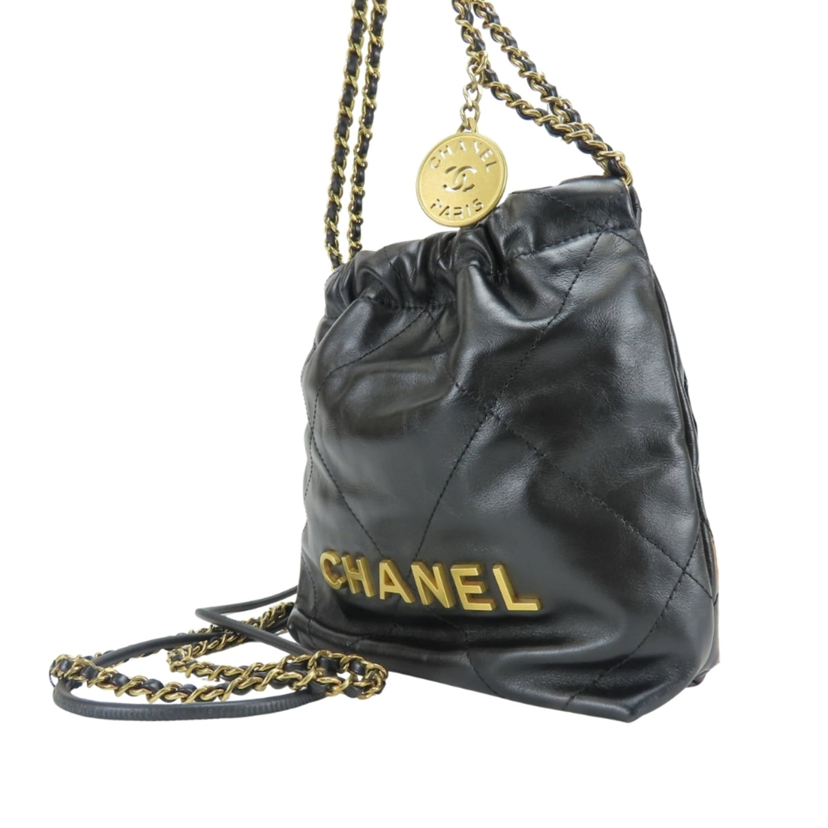 Chanel Black Leather Handbag Shoulder Bag (Pre-Owned)