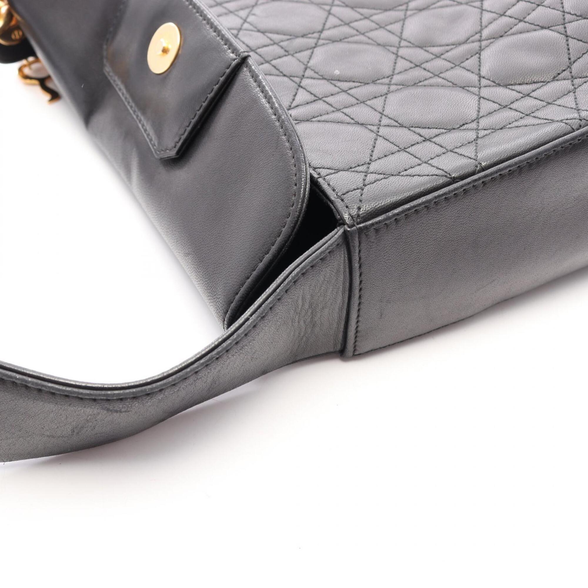 Christian Dior Black Leather Handbag Shoulder Bag (Pre-Owned)