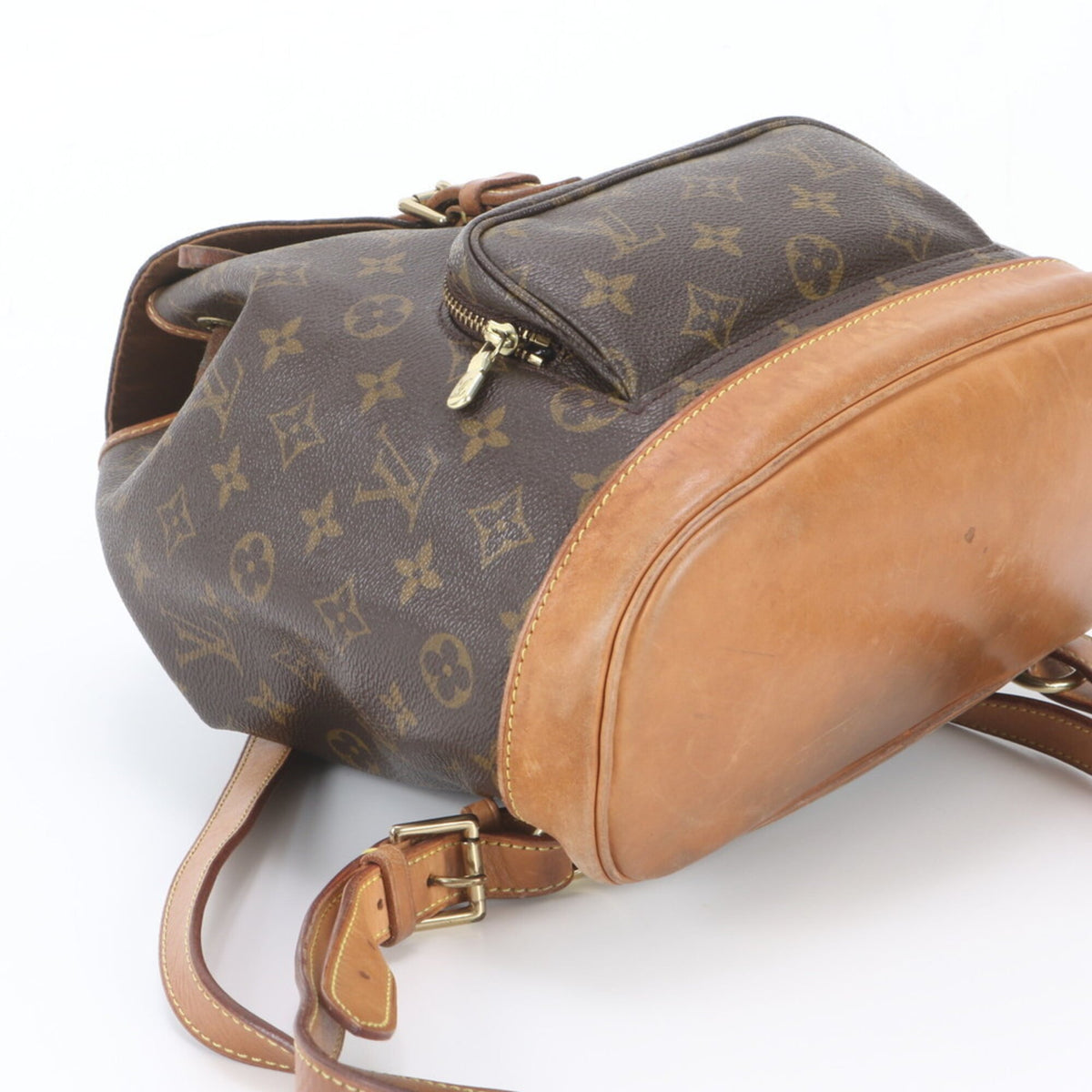 Louis Vuitton Brown Leather Coated Canvas Backpack (Pre-Owned)