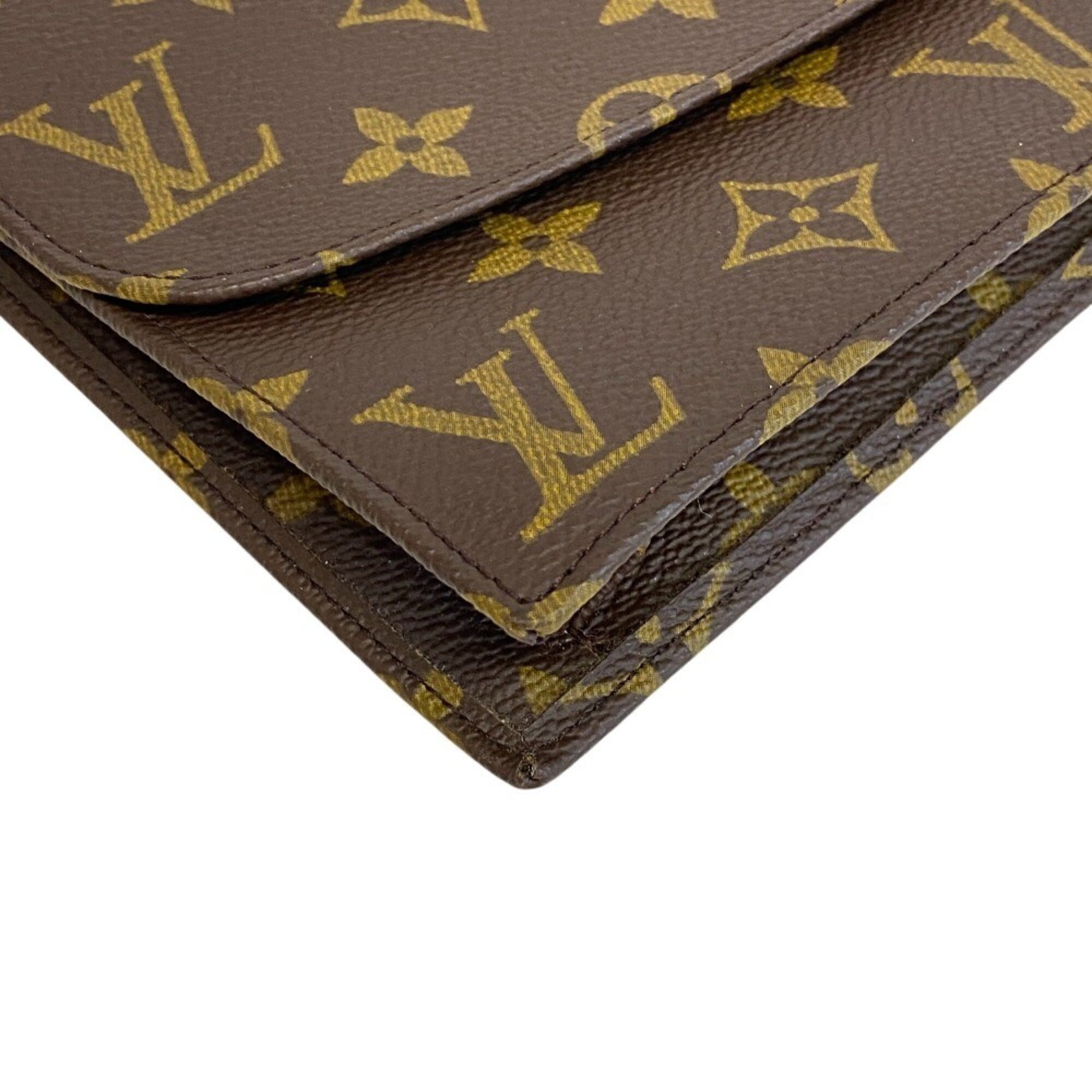 Louis Vuitton Monogram Brown Leather Clutch Bag Pochette (Pre-Owned)