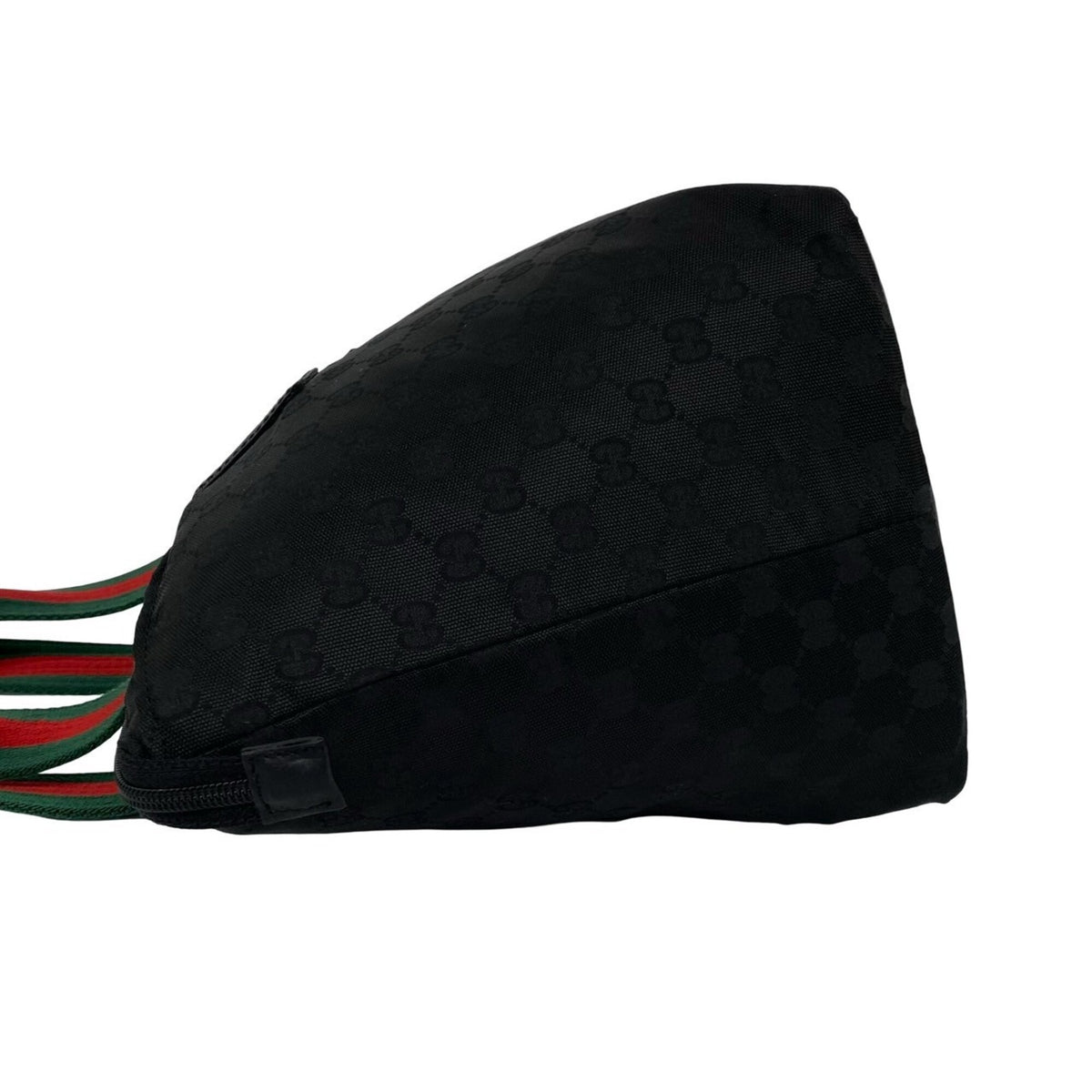 Gucci Black Green Red Color Nylon Leather Handbag Shoulder Bag Tote Bag (Pre-Owned)