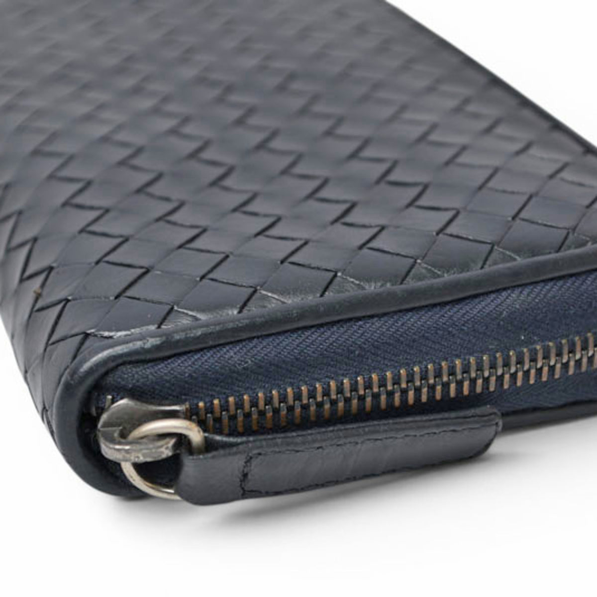 Bottega Veneta Navy Leather Long Wallet (Bi-Fold) (Pre-Owned)