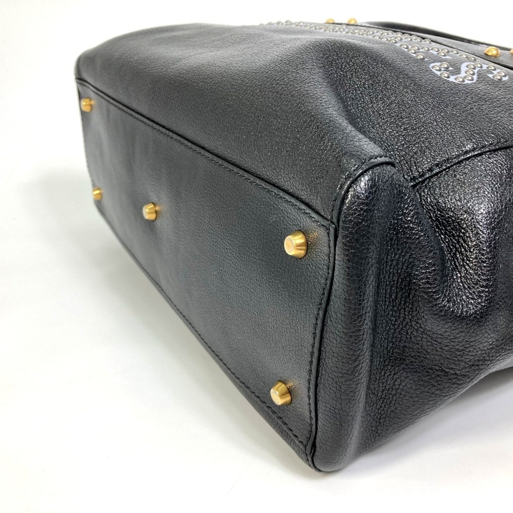 Christian Dior Black Leather Shoulder Bag Tote Bag (Pre-Owned)