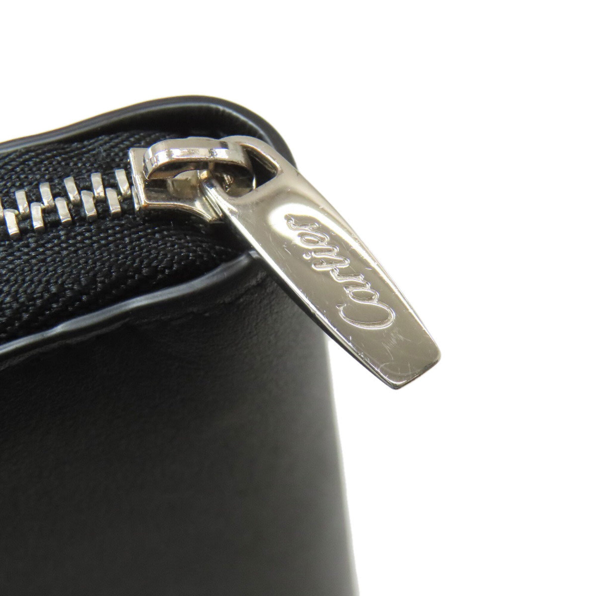 Cartier Must Black Leather Long Wallet (Bi-Fold) (Pre-Owned)